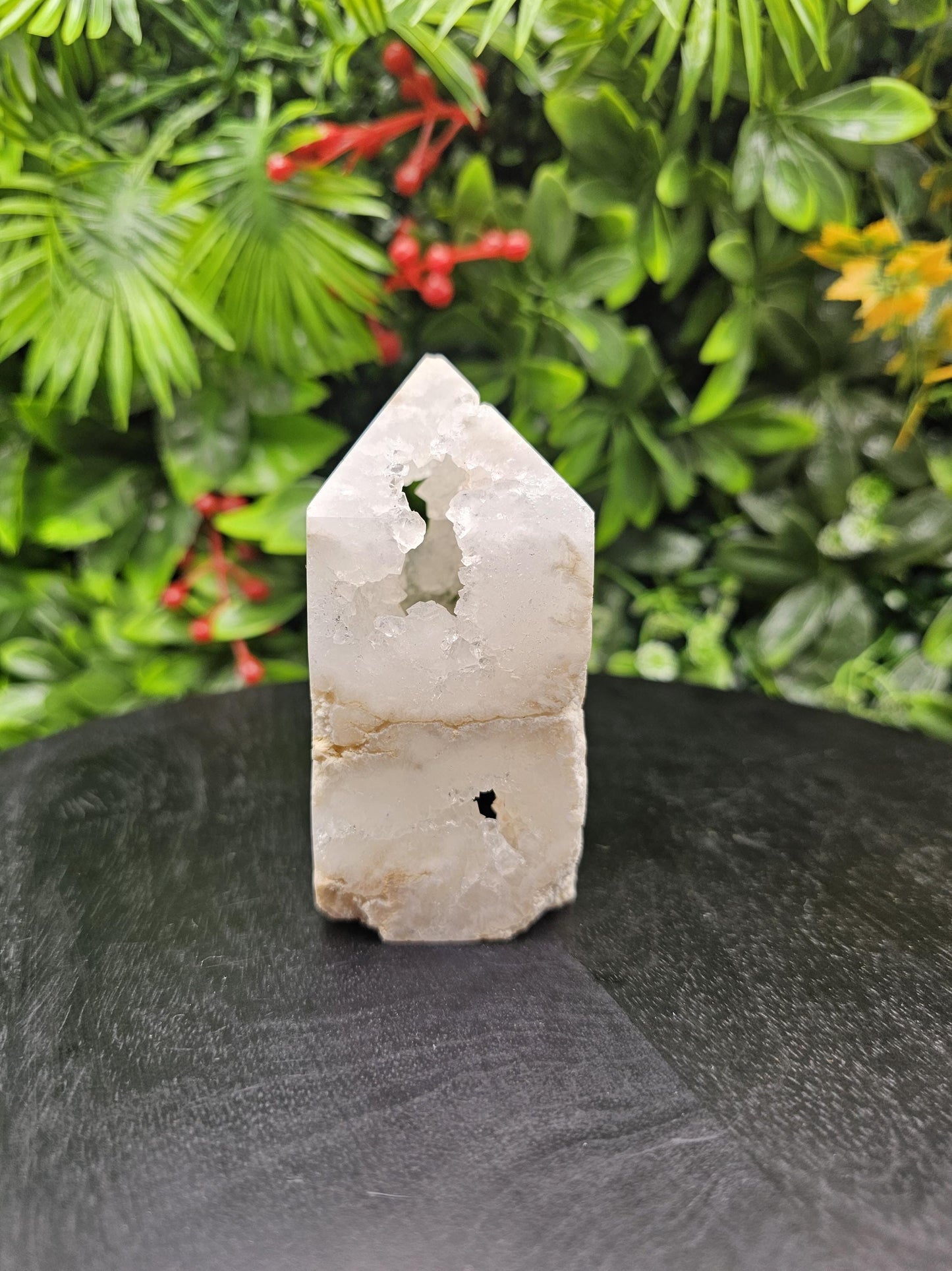 Sugar Snow Quartz Large Druzy Tower