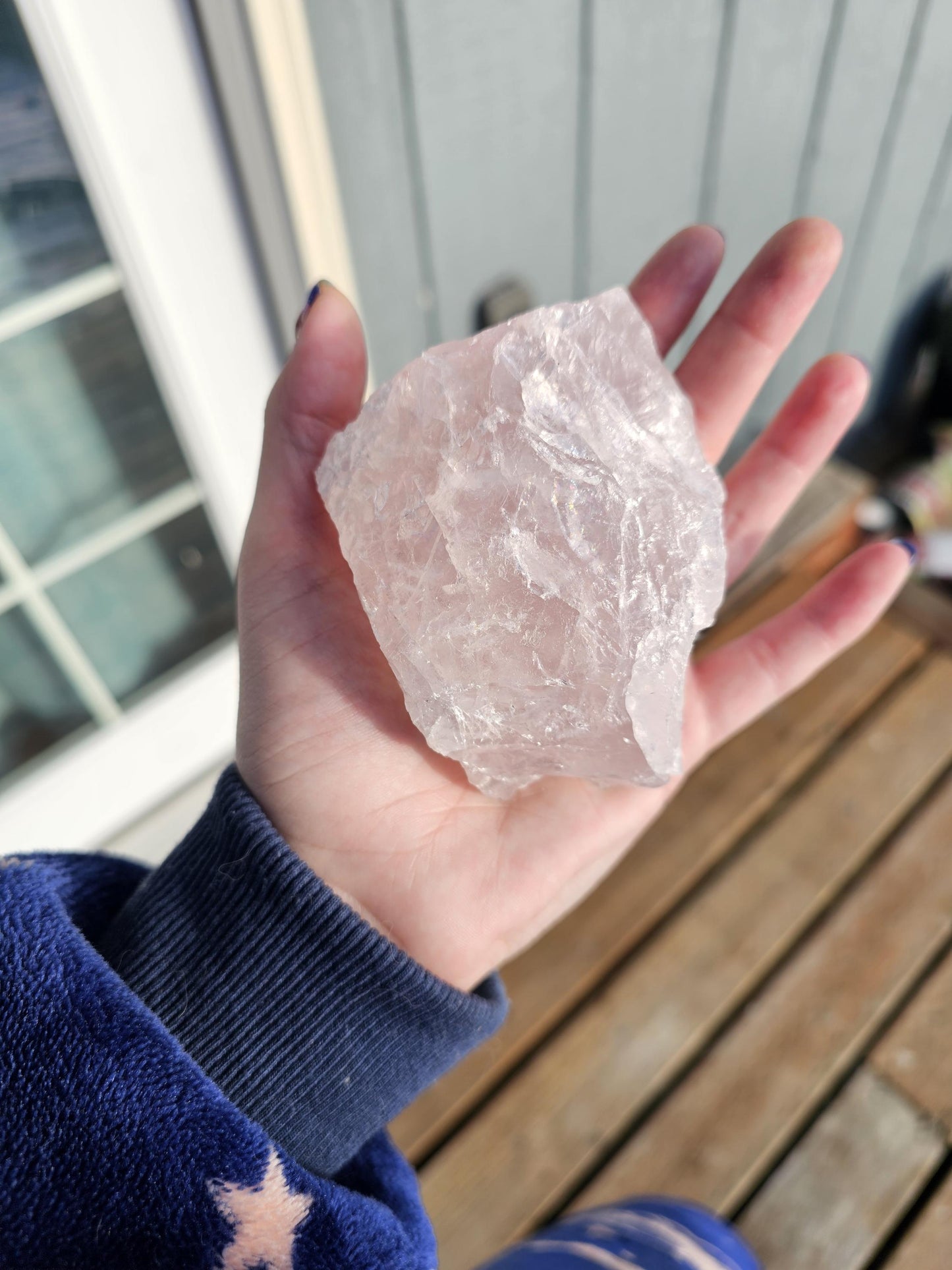 Huge Rough Rose Quartz with Rainbow