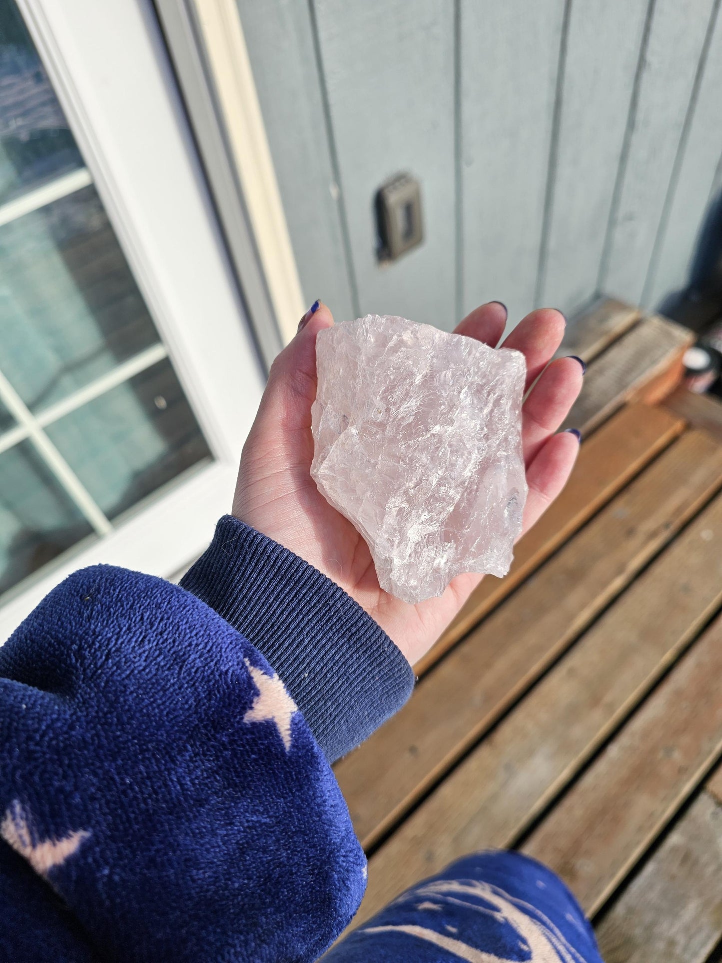 Huge Rough Rose Quartz with Rainbow
