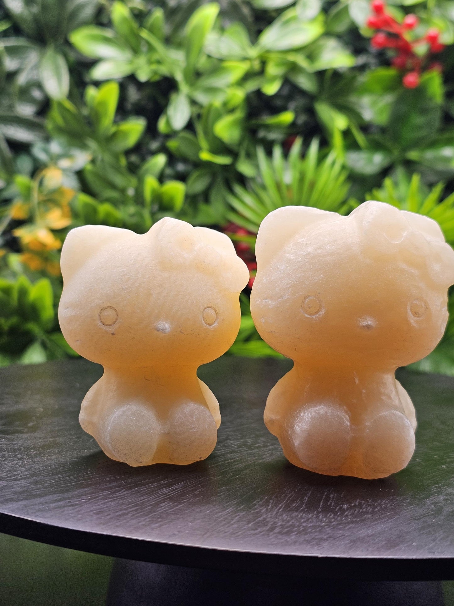 Honey Calcite Hello Kitty Carving