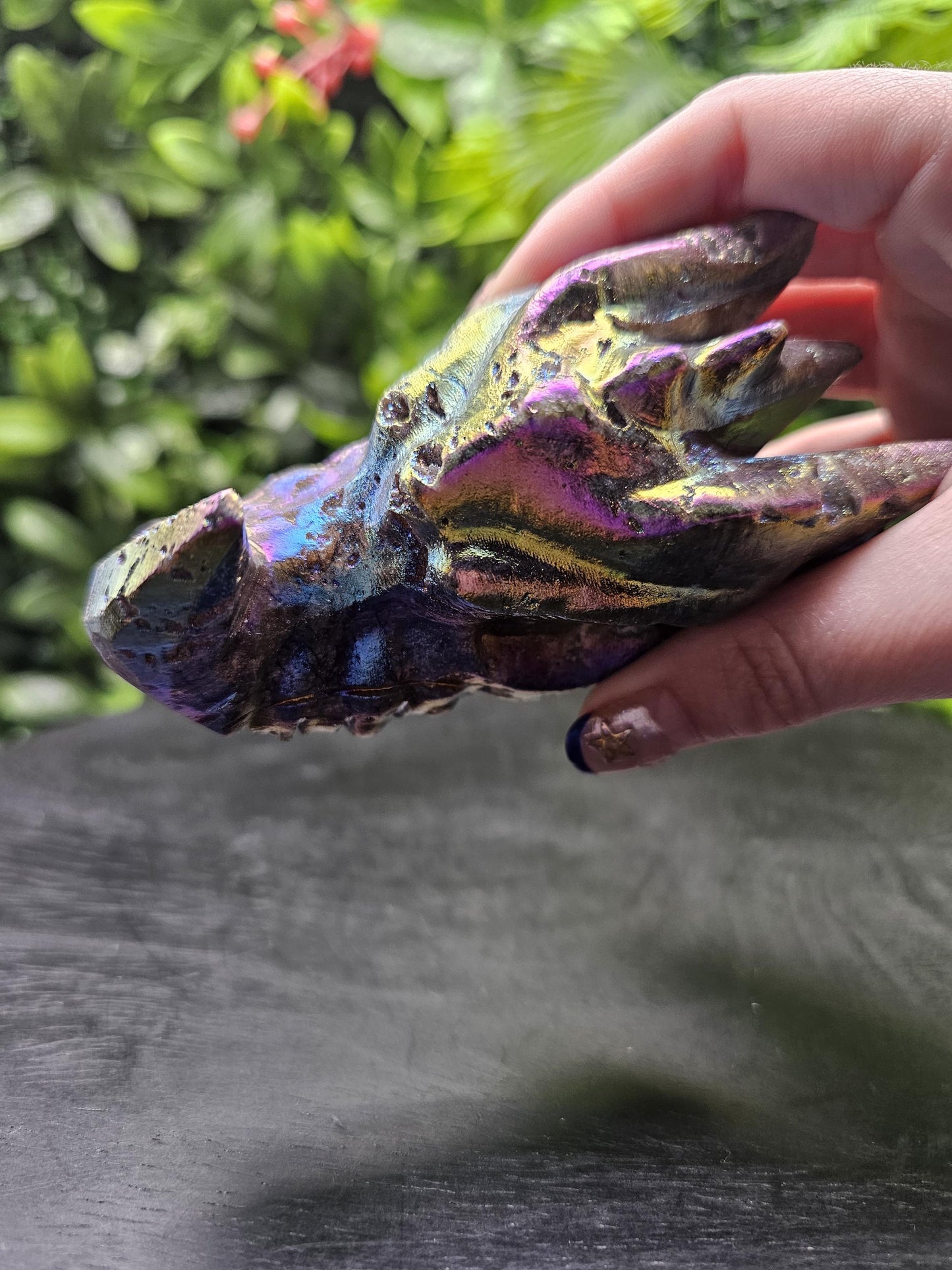 Aura Sphalerite Dragon Head Crystal Carving