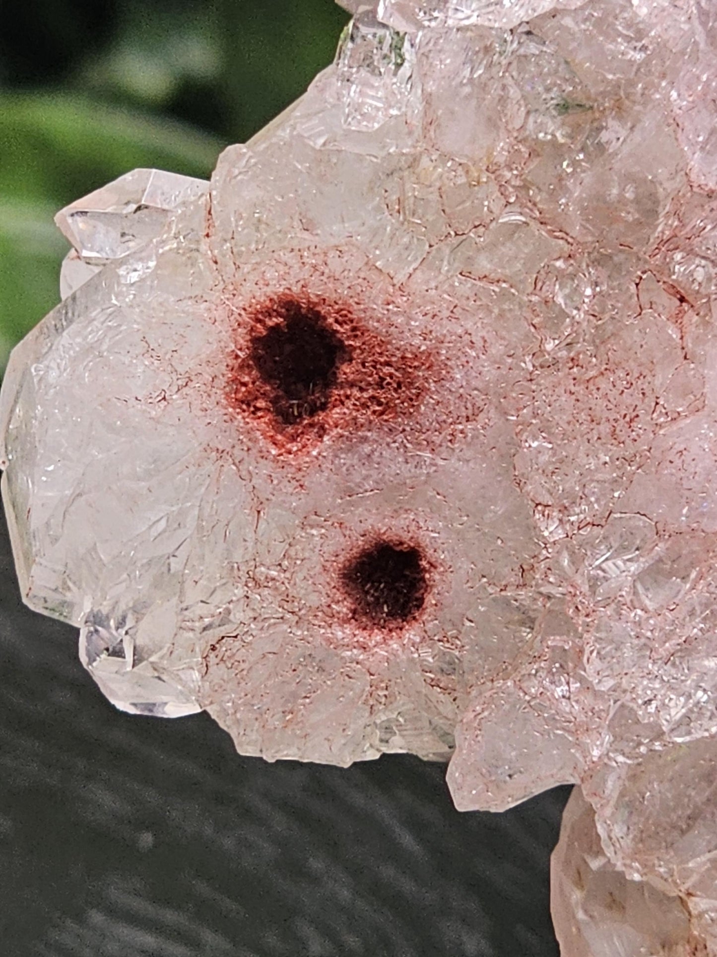 Pink Amethyst Slab: Druzy Crystal with Red Eyes, Home Decor