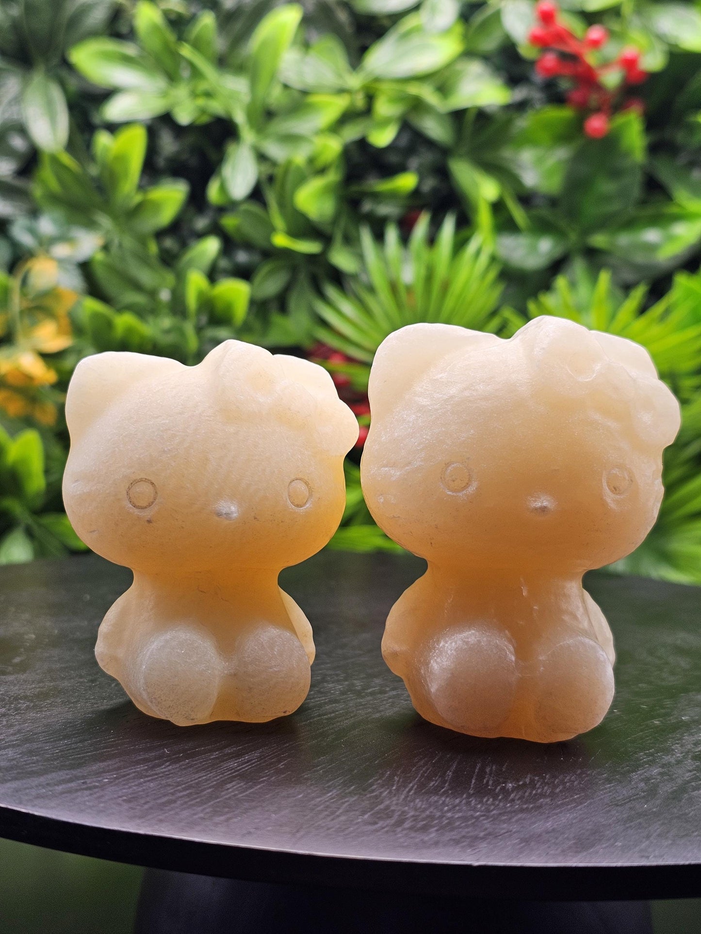 Honey Calcite Hello Kitty Carving