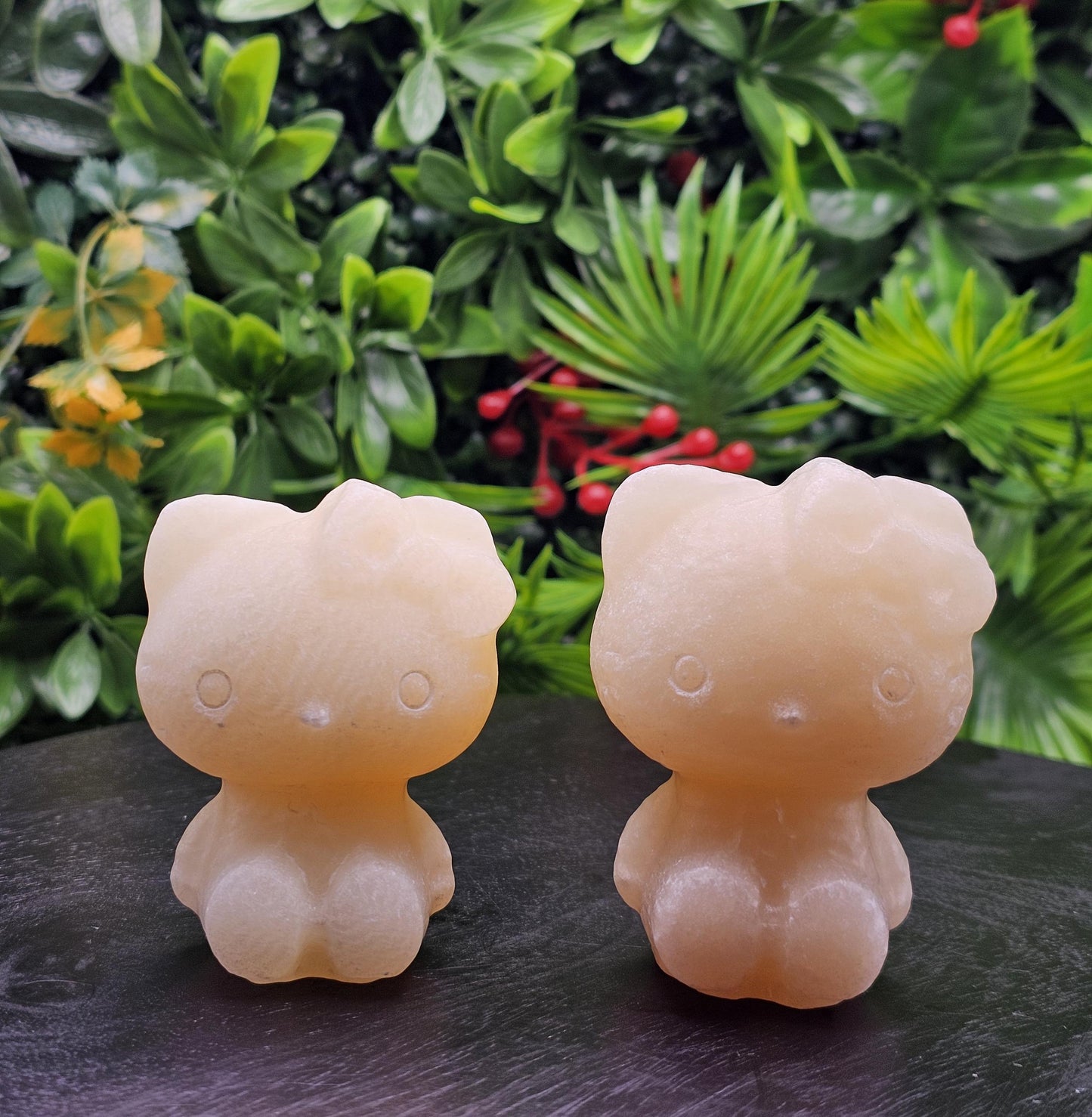 Honey Calcite Hello Kitty Carving