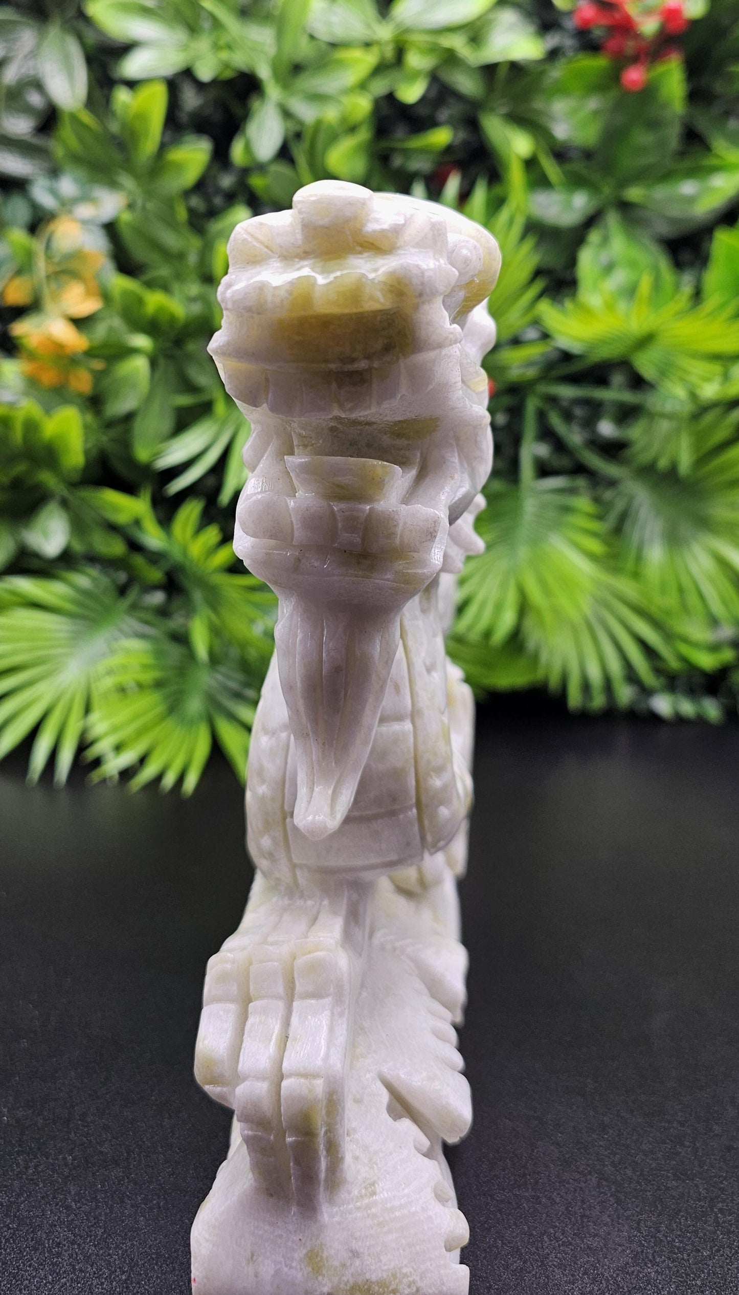 Massive White and Green Jade Hand-Carved Chinese Dragon