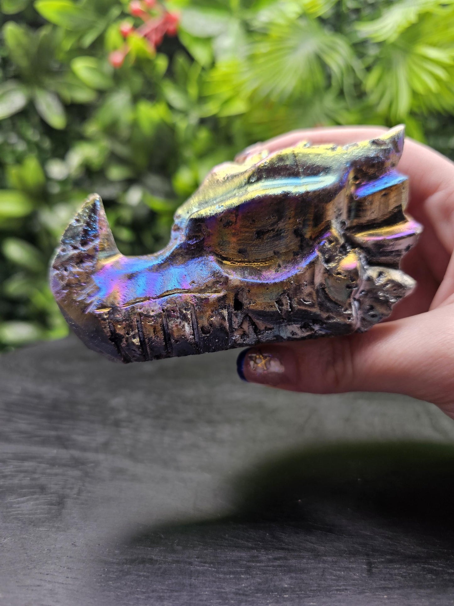Aura Sphalerite Dragon Head Crystal Carving