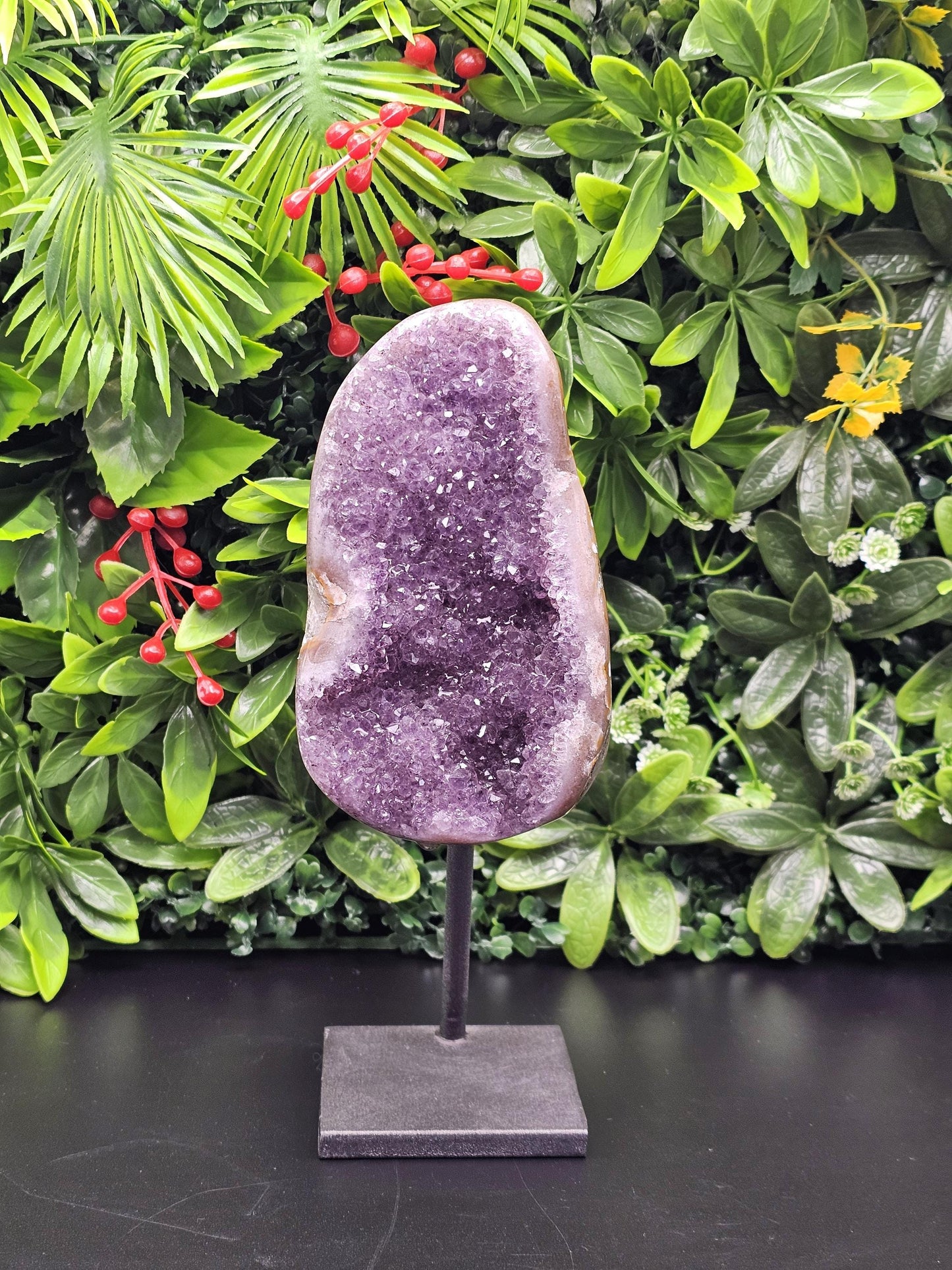 Brazil Amethyst Statement Piece on Metal Stand