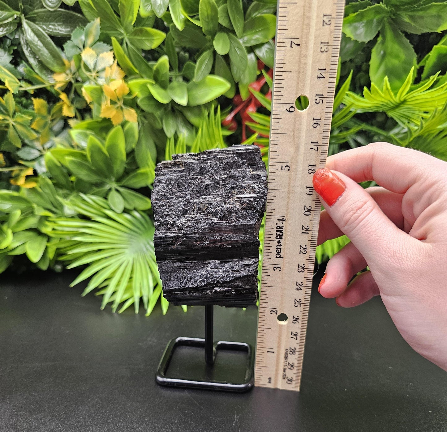 Black Tourmaline on Metal Stand