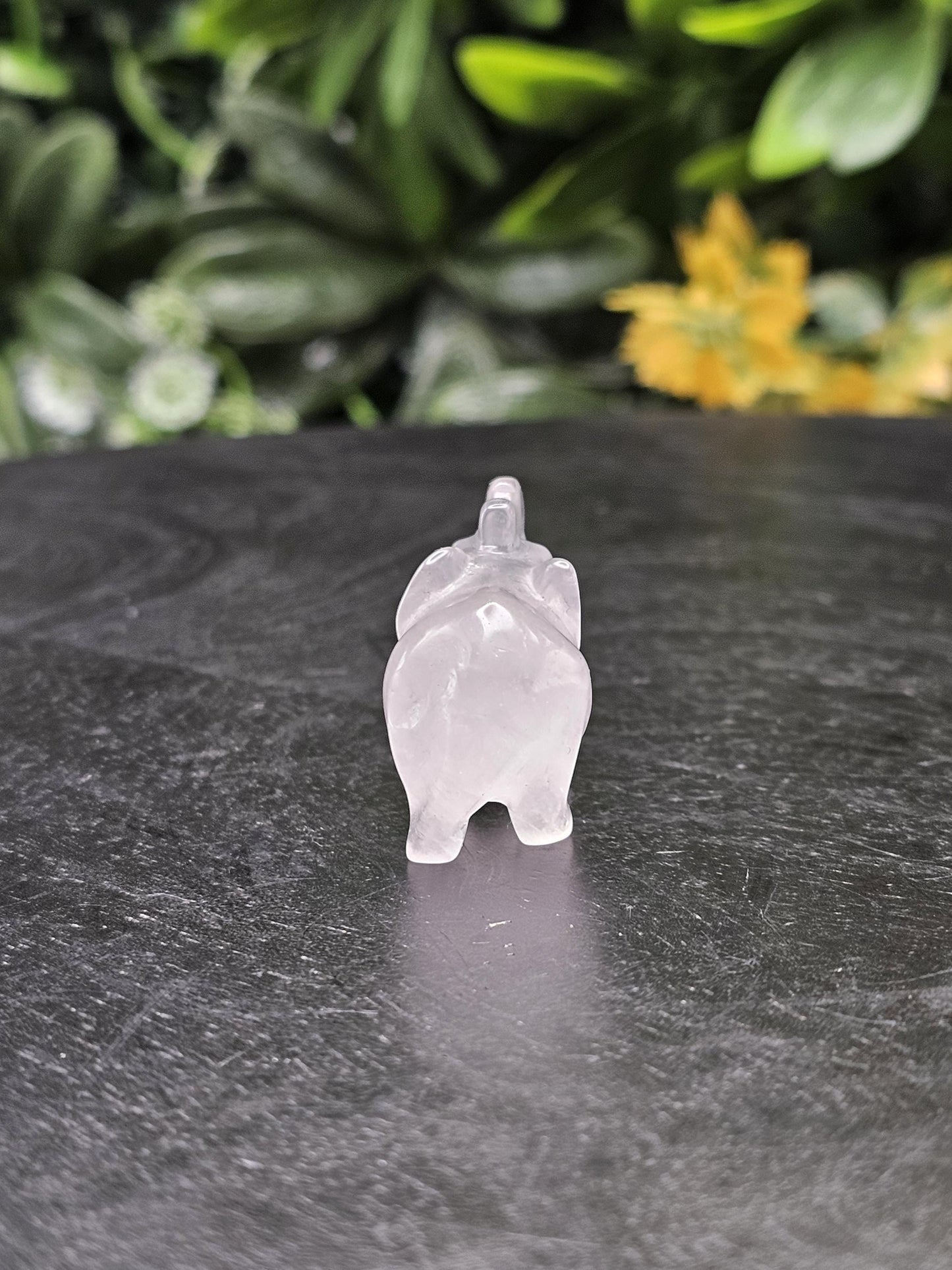 Mini Clear Quartz Elephant: Healing Crystal Carving