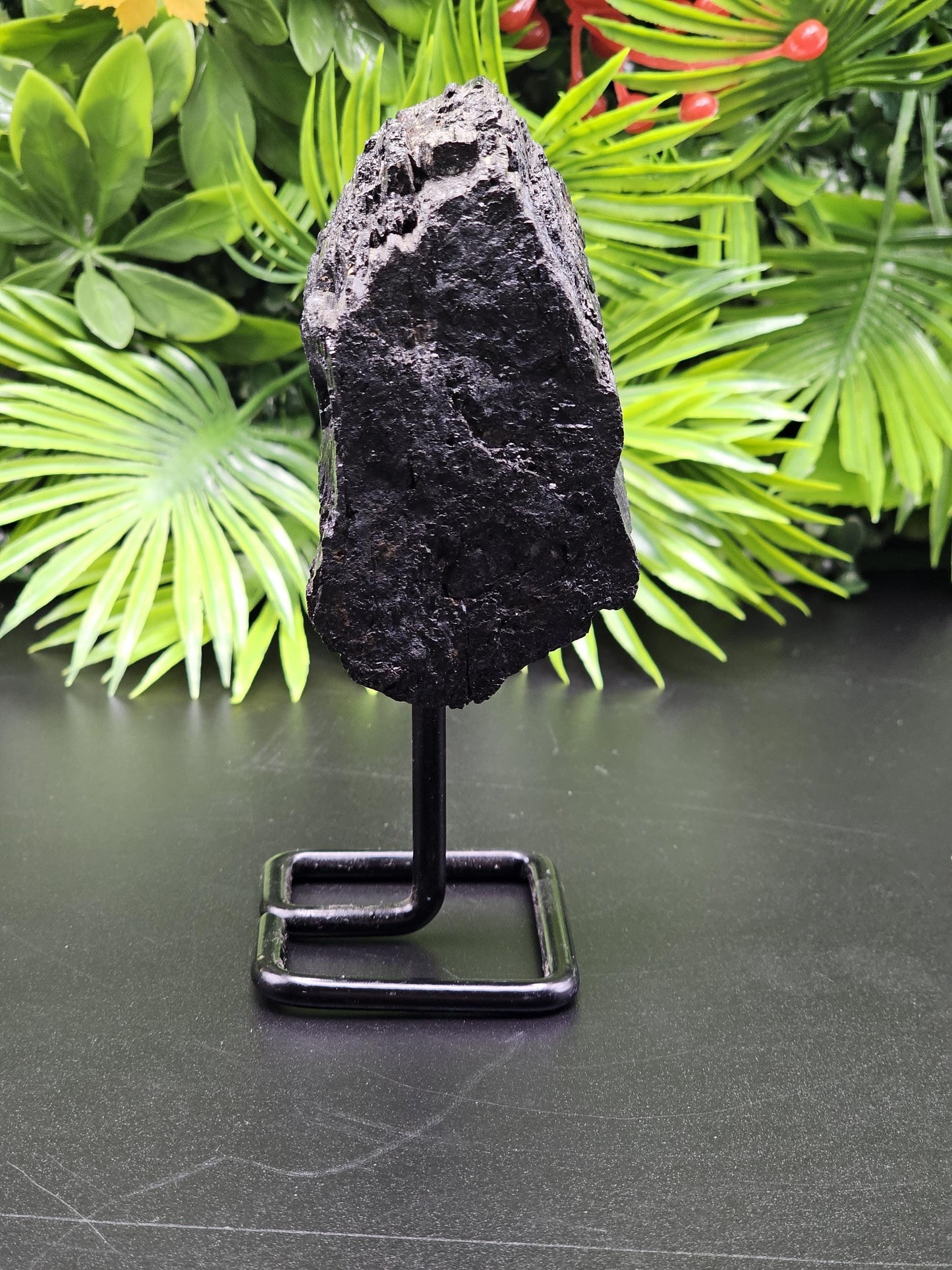 Black Tourmaline on Metal Stand