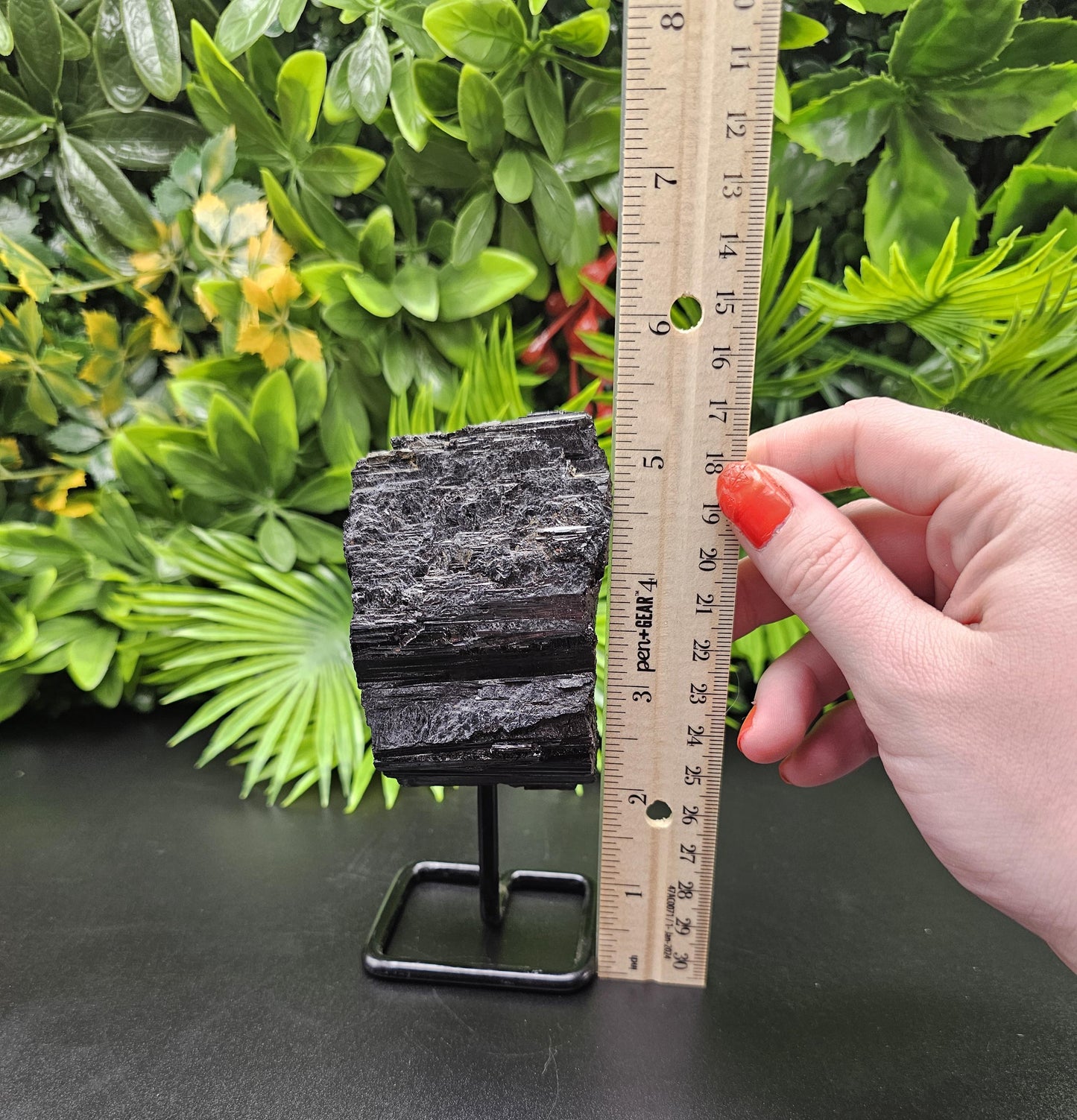 Black Tourmaline on Metal Stand