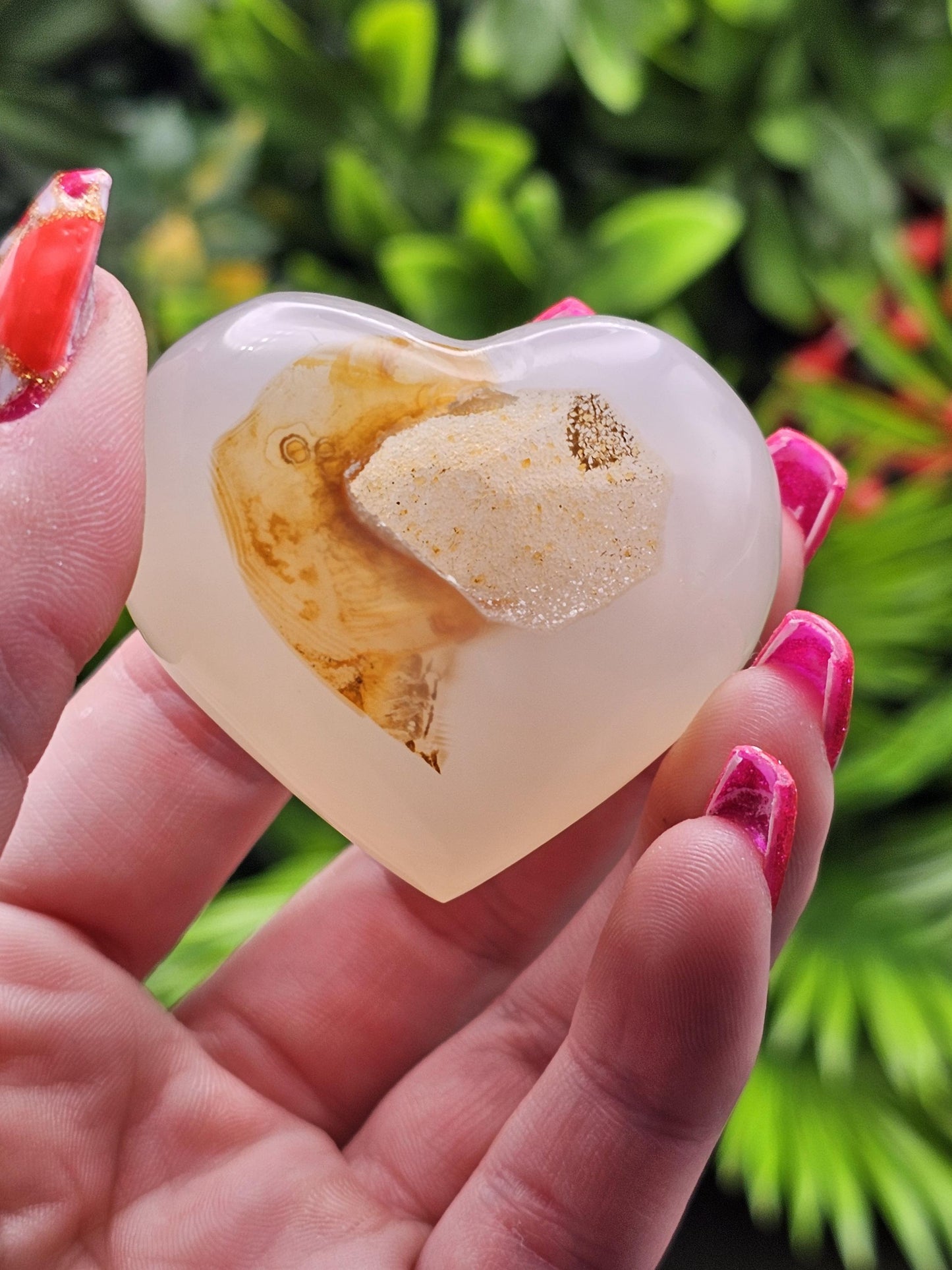 White Druzy Heart Crystal