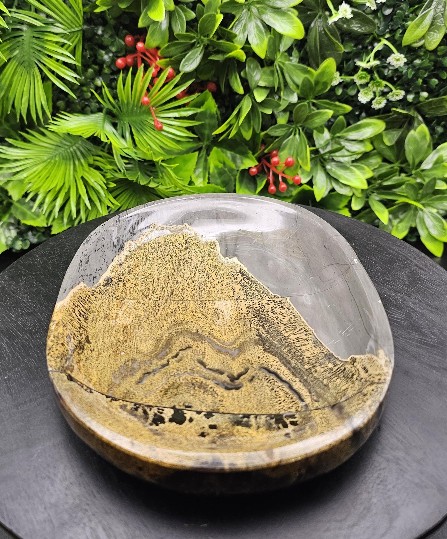 Large Picture Jasper Plate: Dendritic Landscape Decor Tray