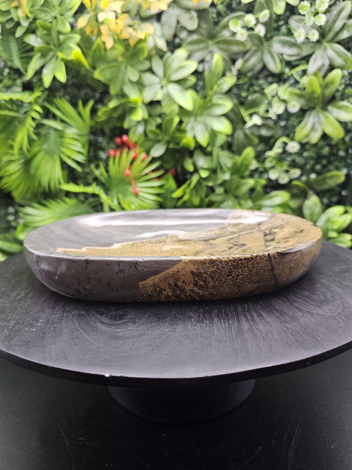 Large Picture Jasper Plate: Dendritic Landscape Decor Tray