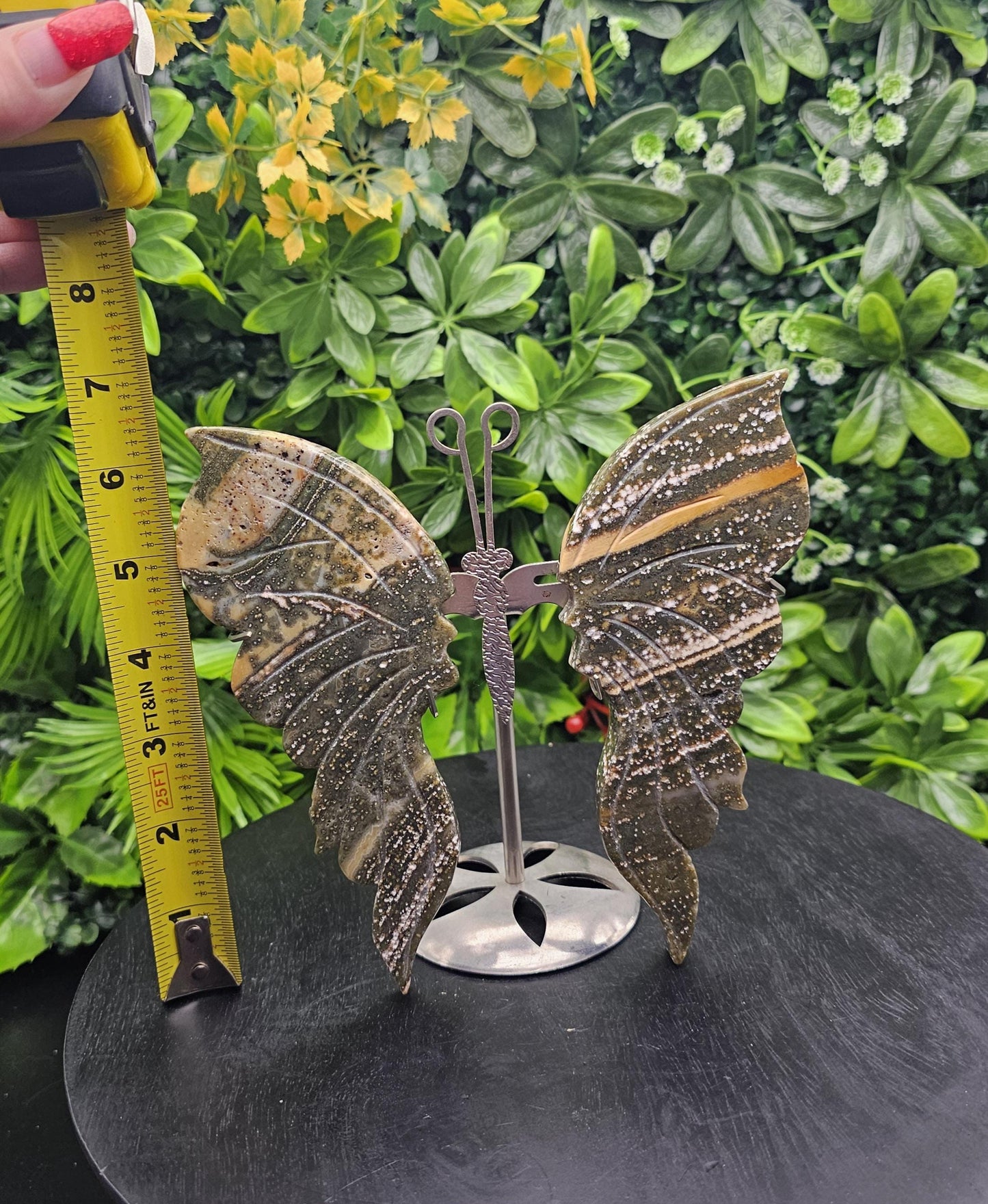 Ocean Jasper Large Butterfly Wings on Stand