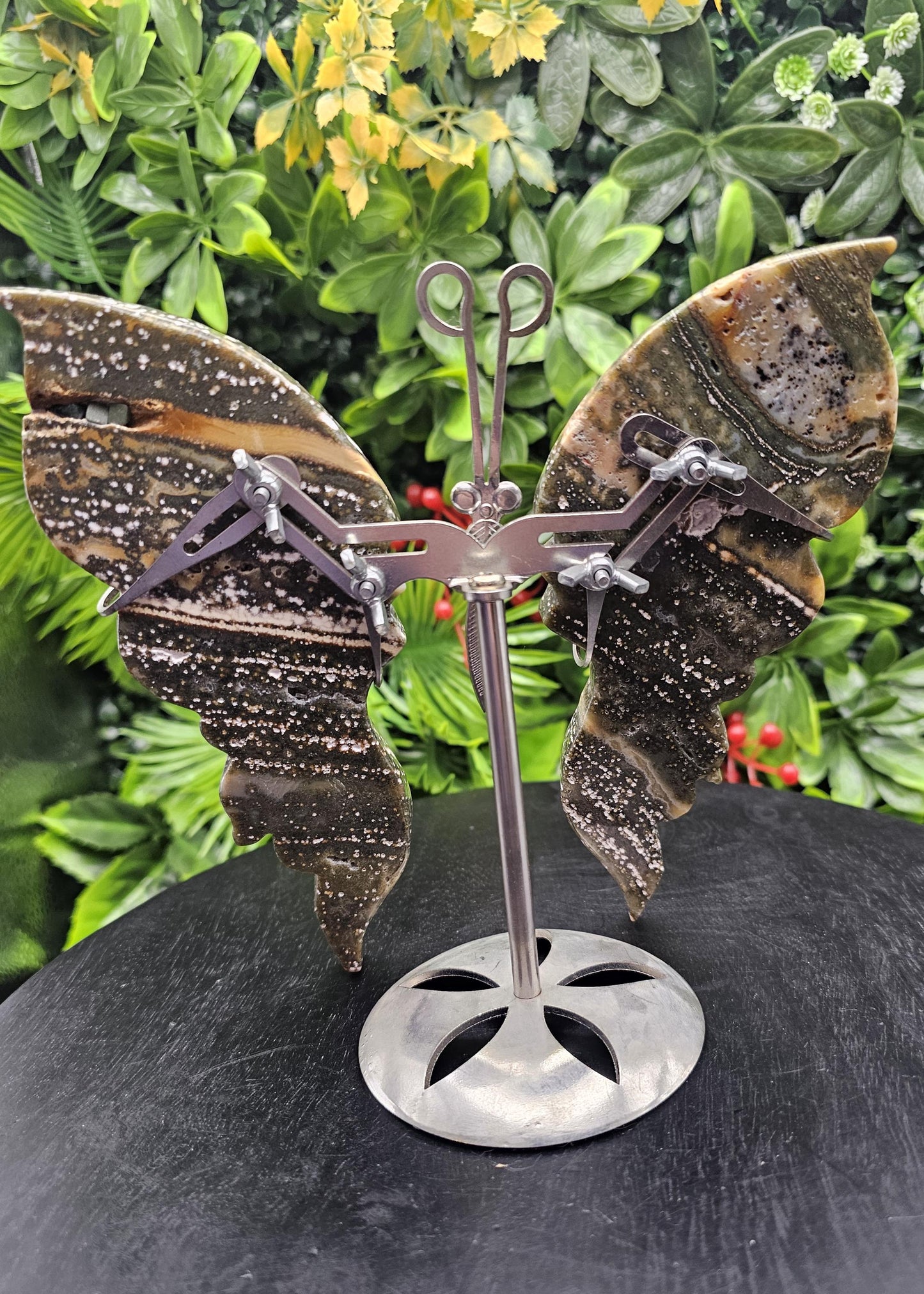 Ocean Jasper Large Butterfly Wings on Stand