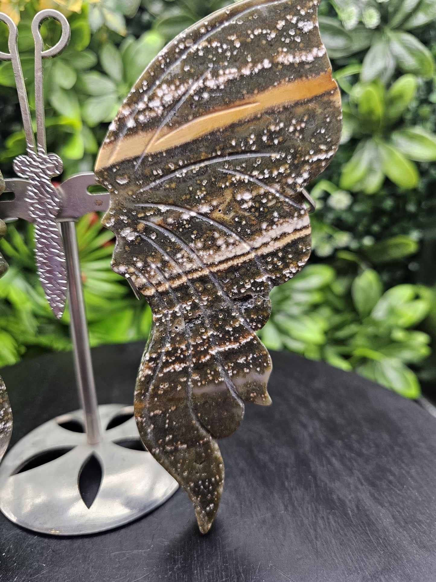Ocean Jasper Large Butterfly Wings on Stand