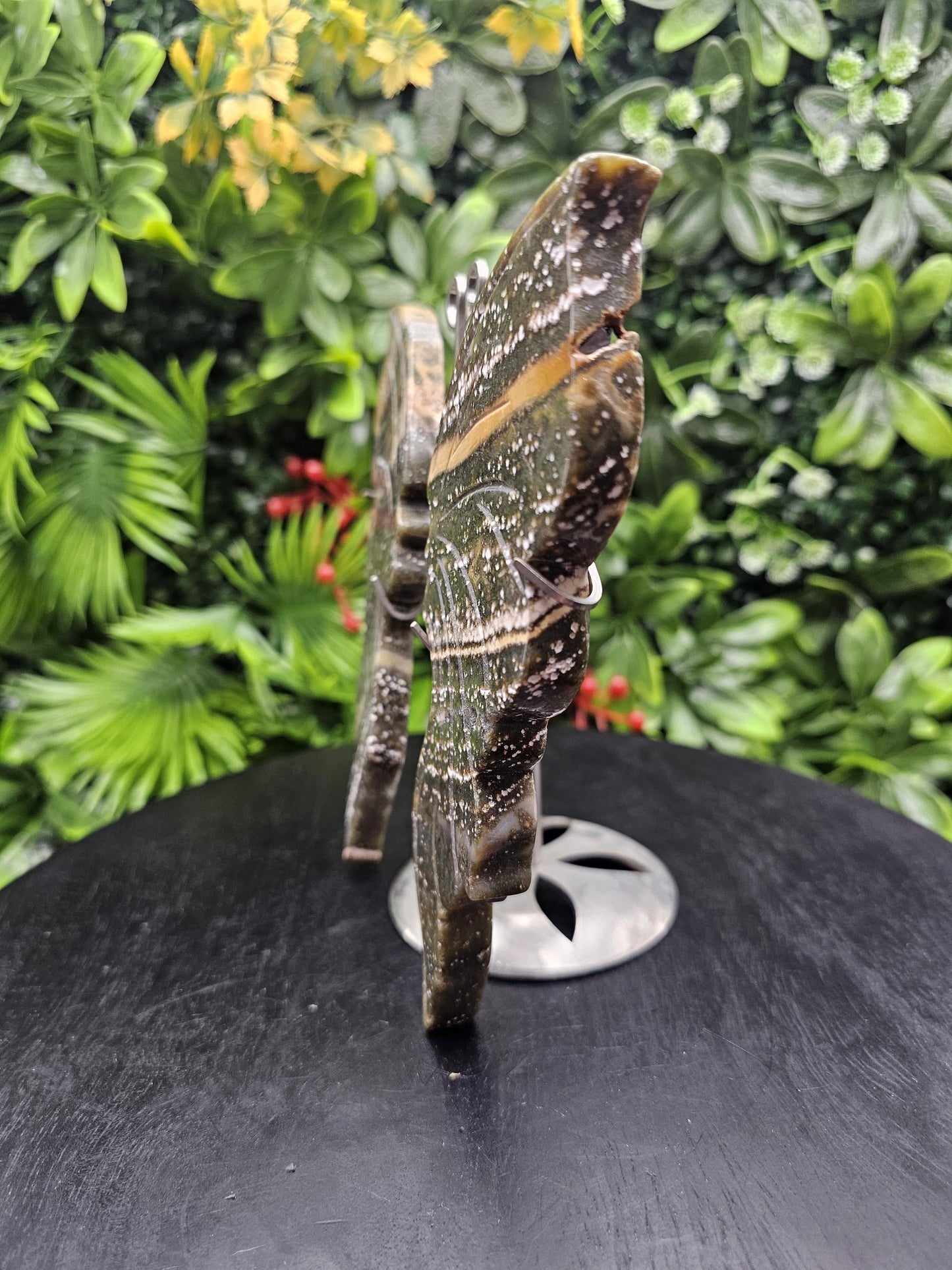 Ocean Jasper Large Butterfly Wings on Stand