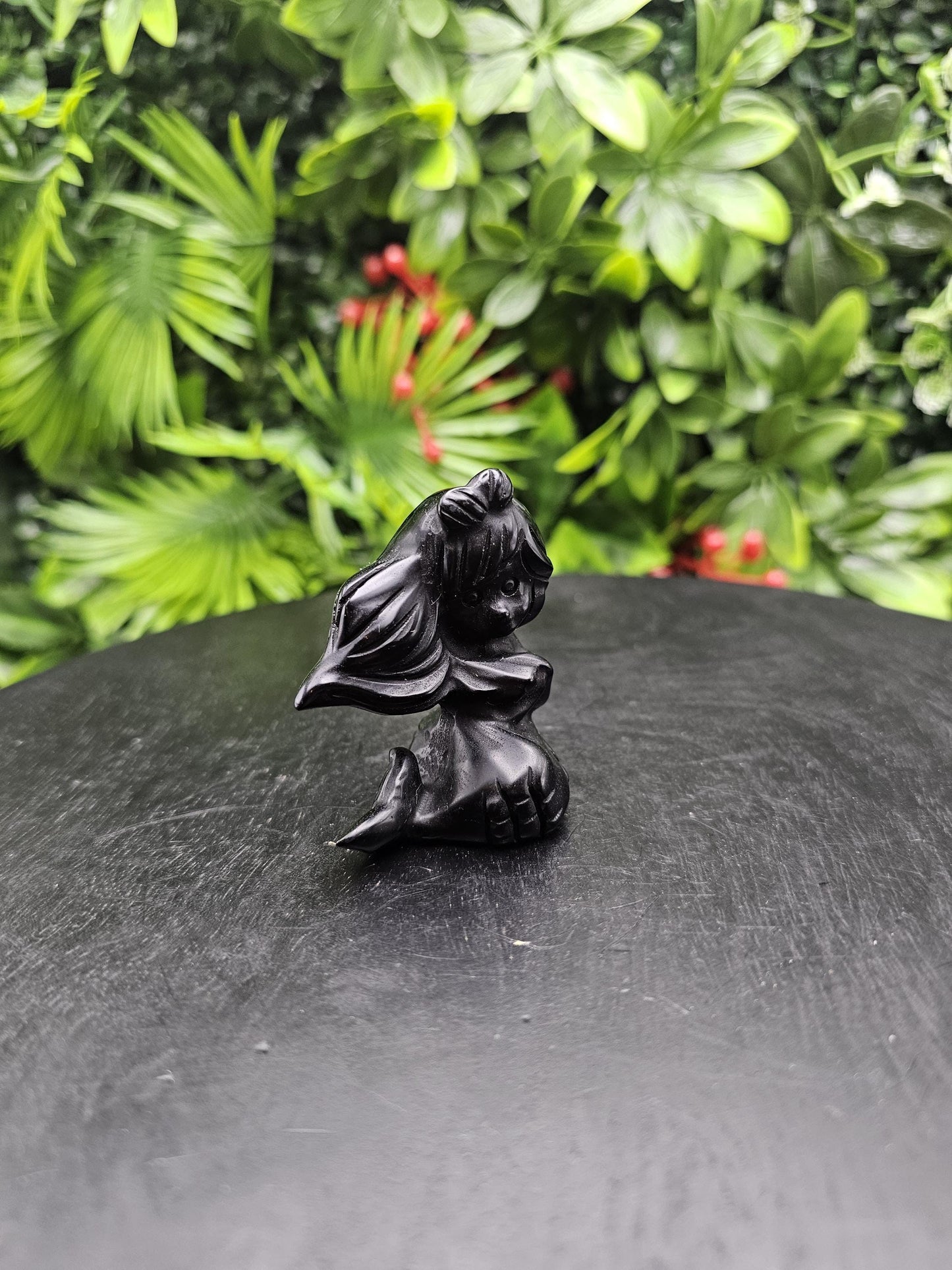 Mesmerizing Obsidian Mermaid Crystal Carving