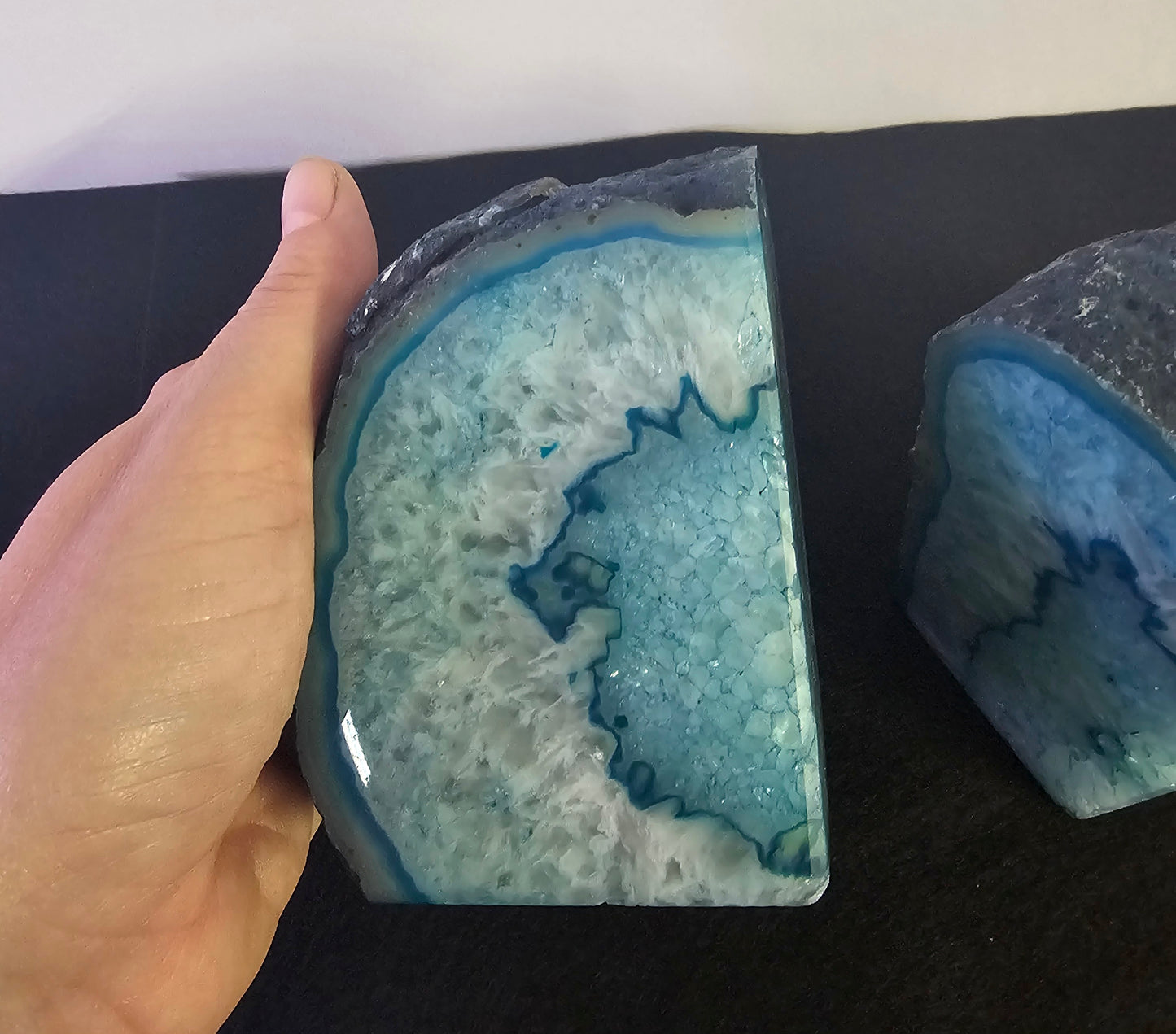 Agate polished bookends