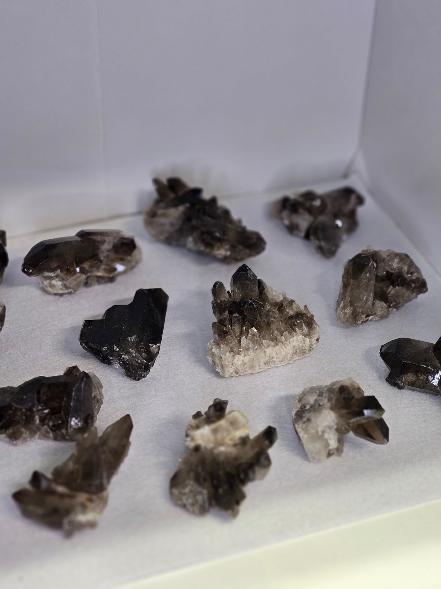 Smaller Smoky quartz crystal clusters