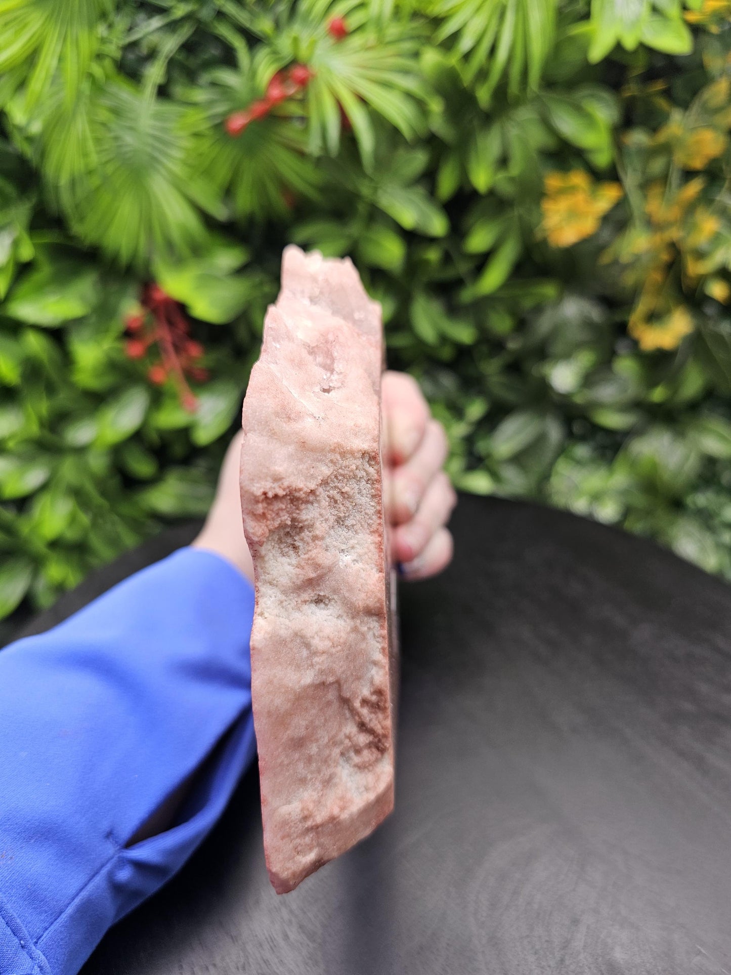 Pink Amethyst Slab: Druzy Crystal with Red Eyes, Home Decor