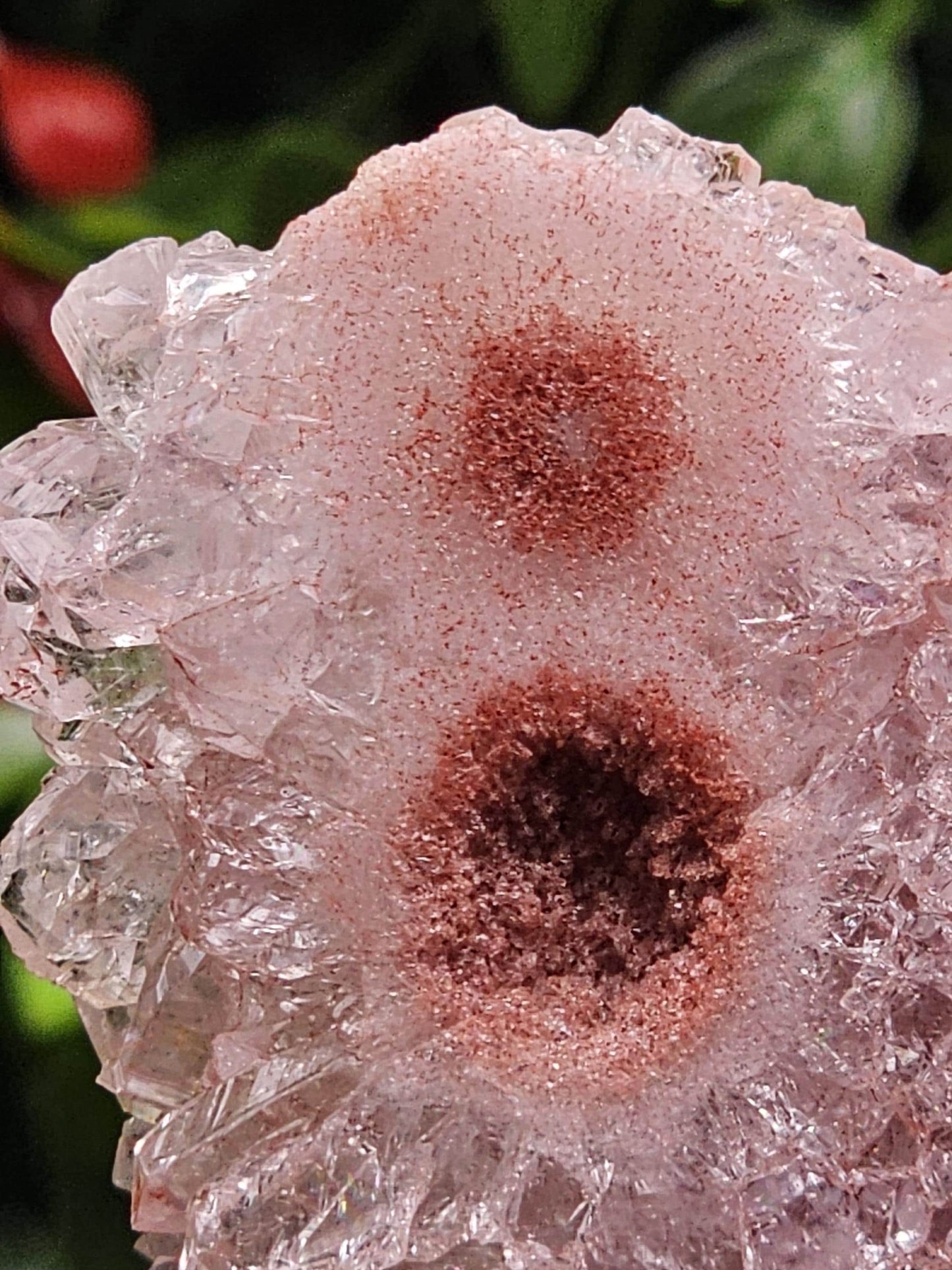 Pink Amethyst Slab: Druzy Crystal with Red Eyes, Home Decor