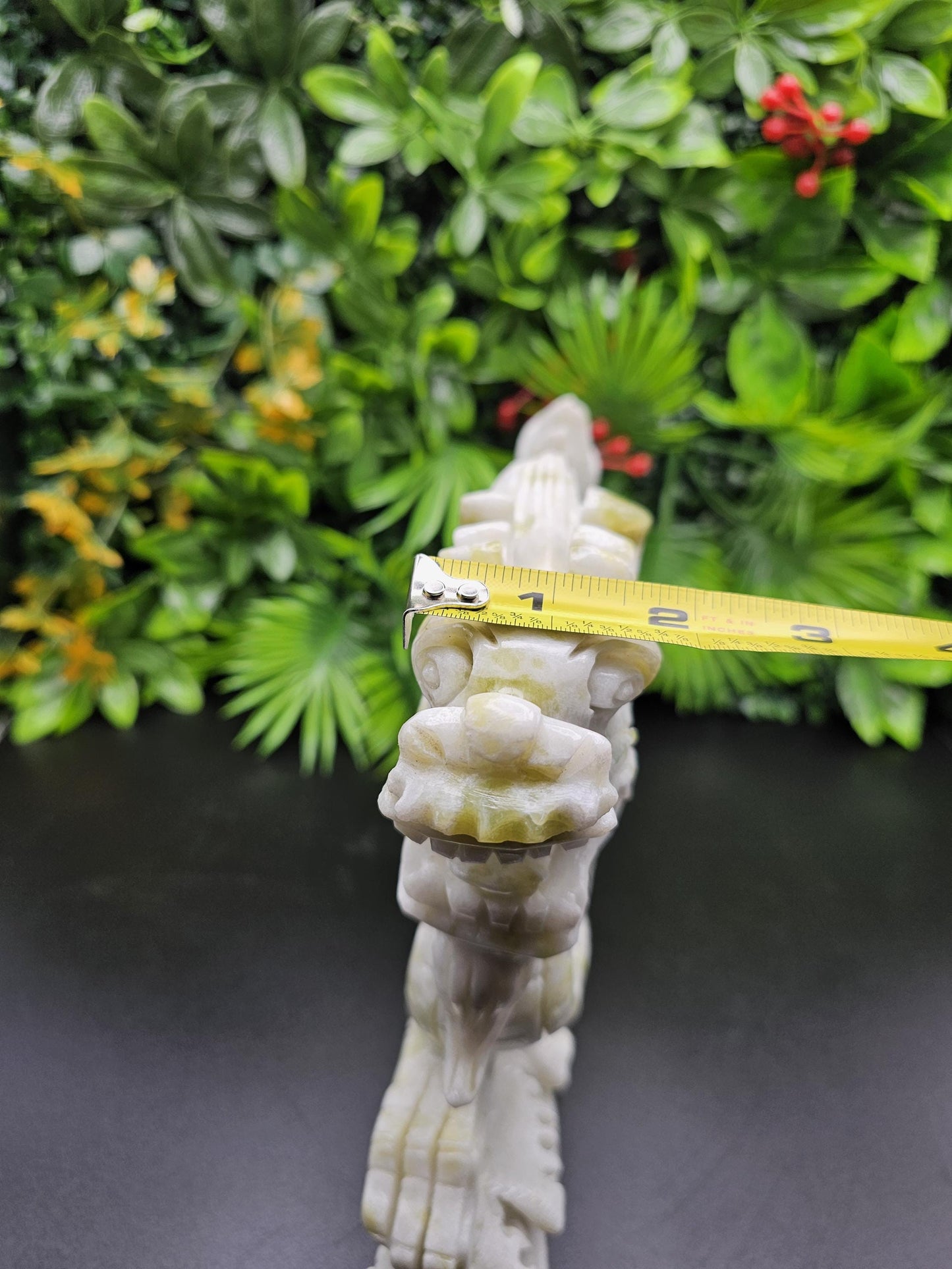Massive White and Green Jade Hand-Carved Chinese Dragon
