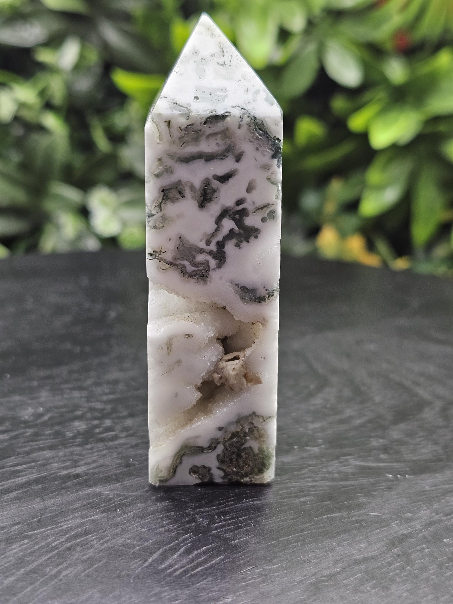Moss Agate Druzy Tower