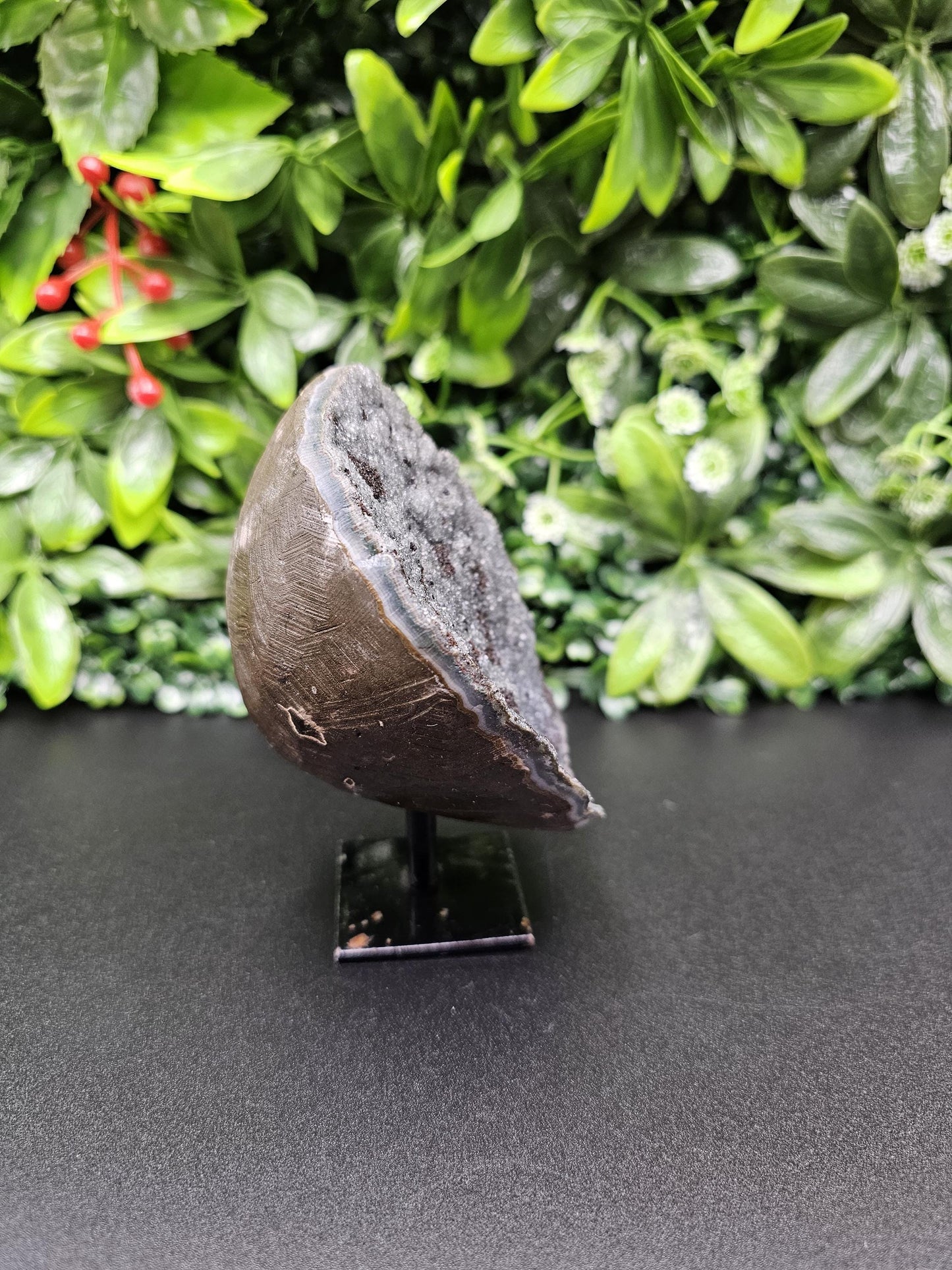 Rare Black Amethyst on Stand