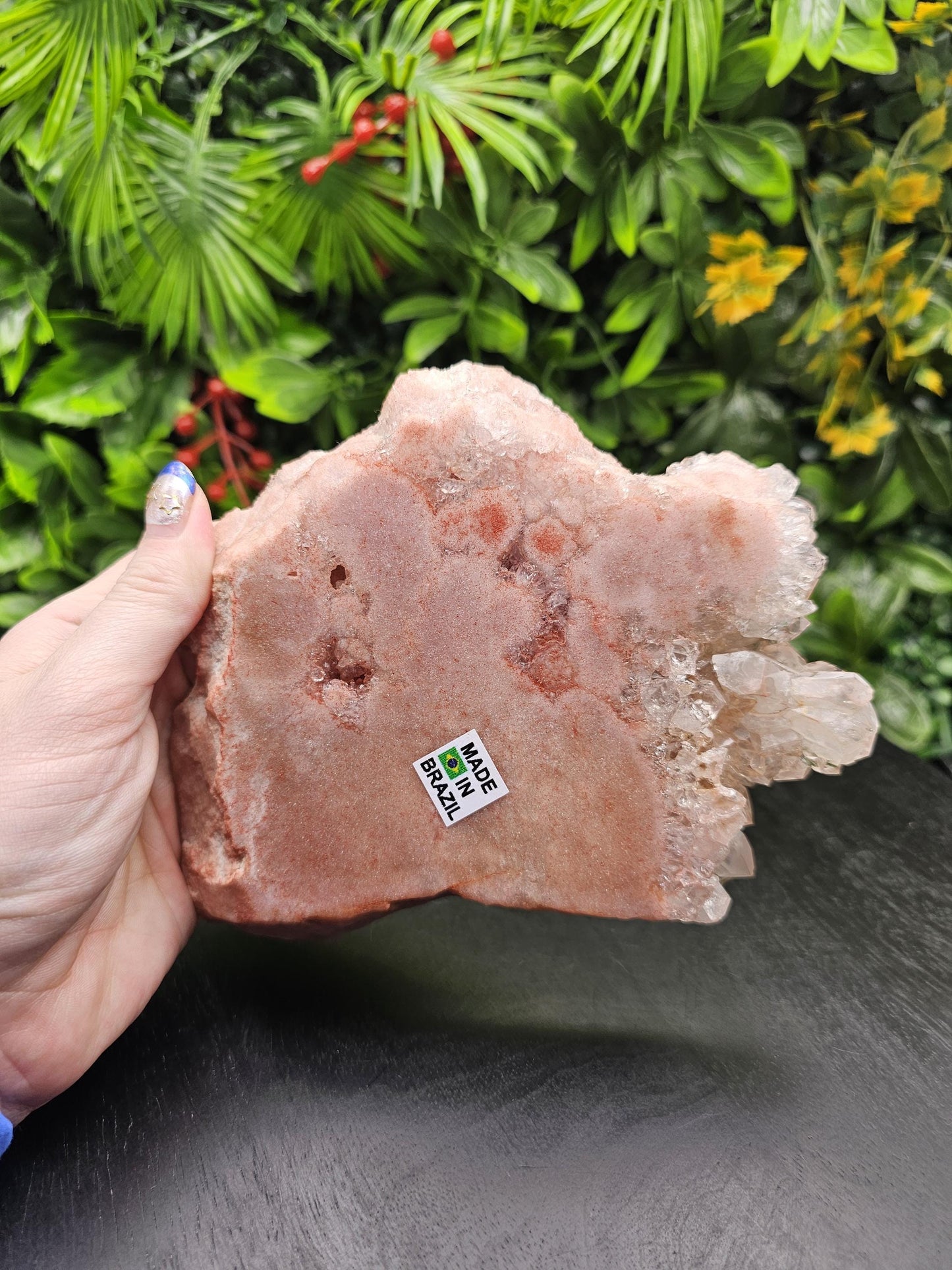 Pink Amethyst Slab: Druzy Crystal with Red Eyes, Home Decor