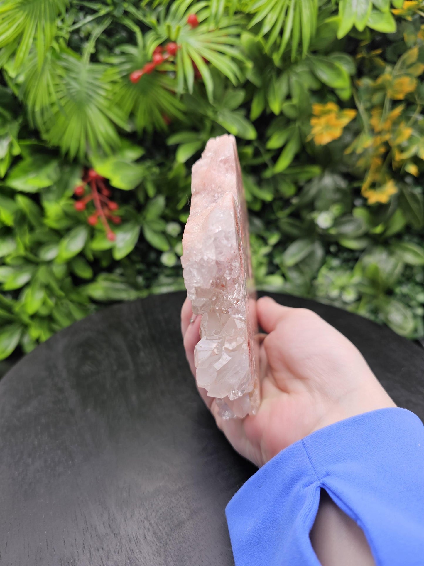 Pink Amethyst Slab: Druzy Crystal with Red Eyes, Home Decor