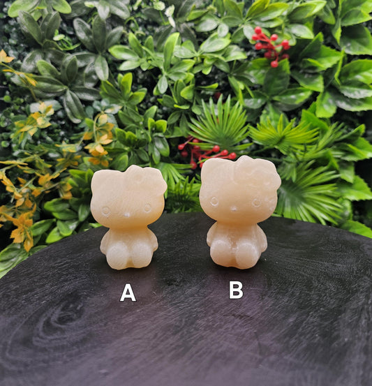 Honey Calcite Hello Kitty Carving