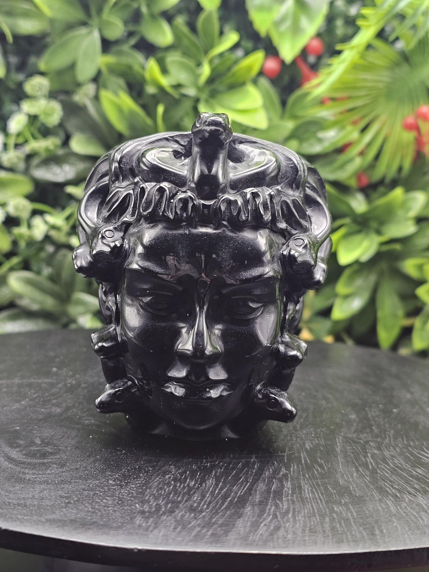 Huge Black Obsidian Medusa Head Crystal Carving