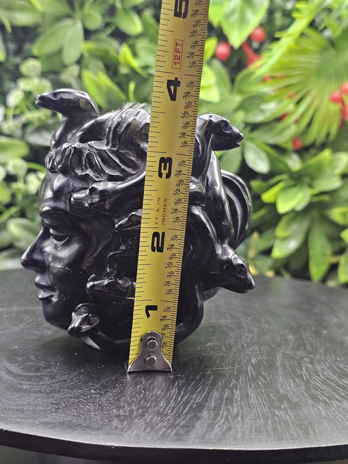 Huge Black Obsidian Medusa Head Crystal Carving