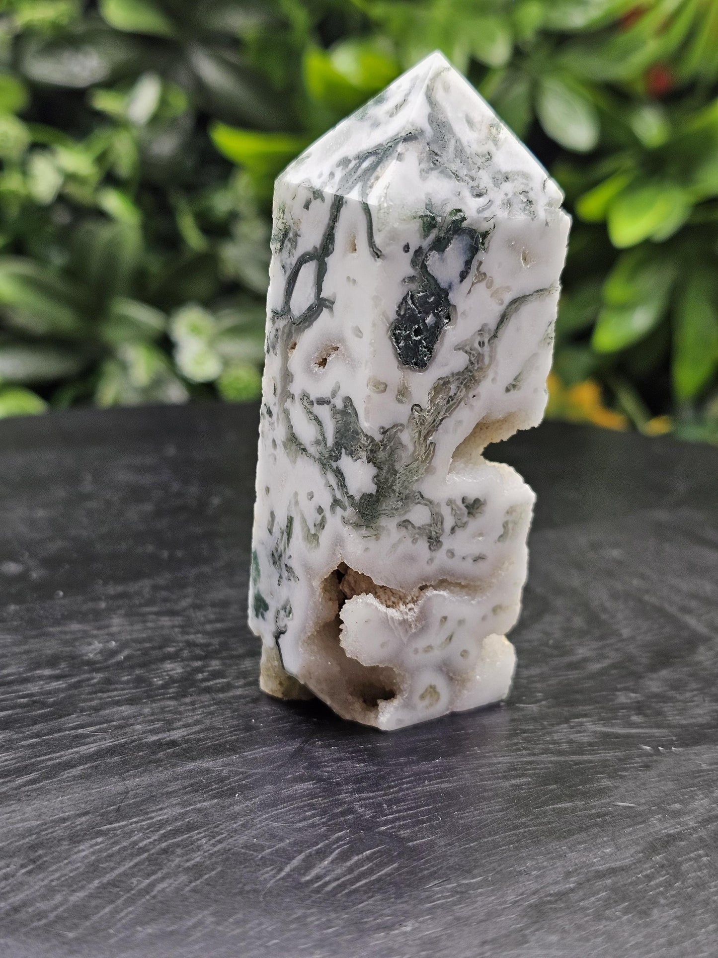 Moss Agate Druzy Tower