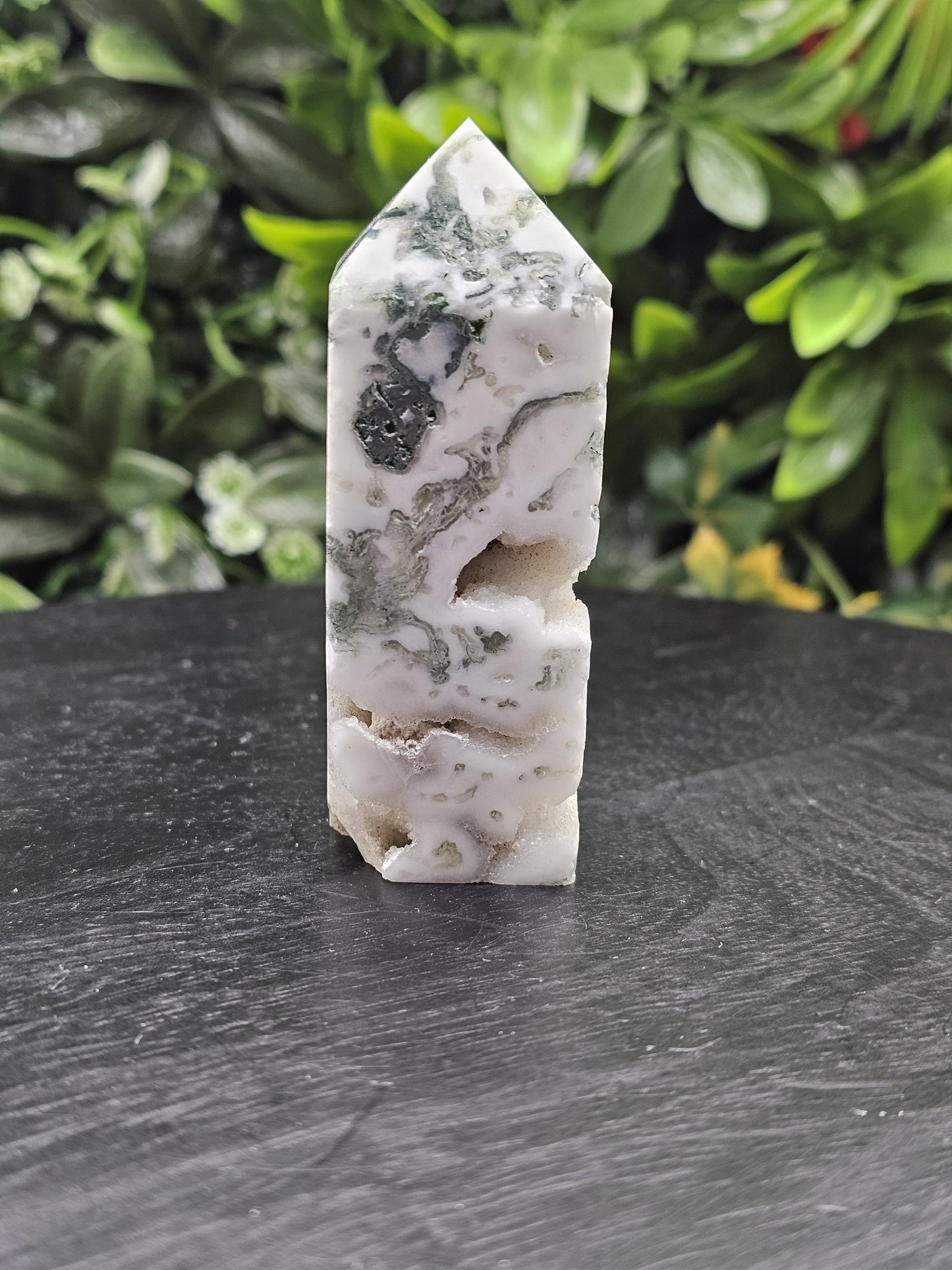 Moss Agate Druzy Tower