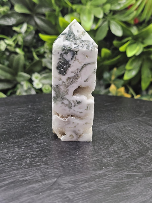 Moss Agate Druzy Tower
