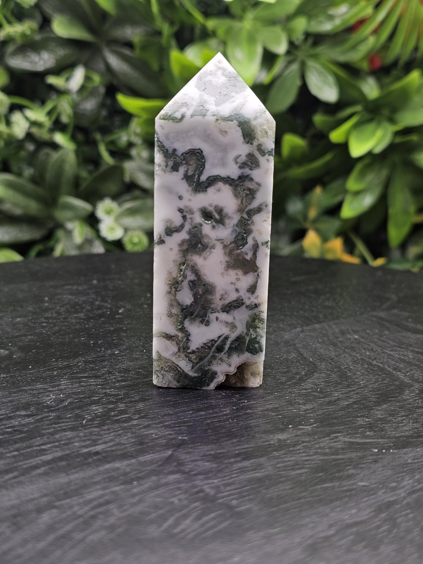 Moss Agate Druzy Tower