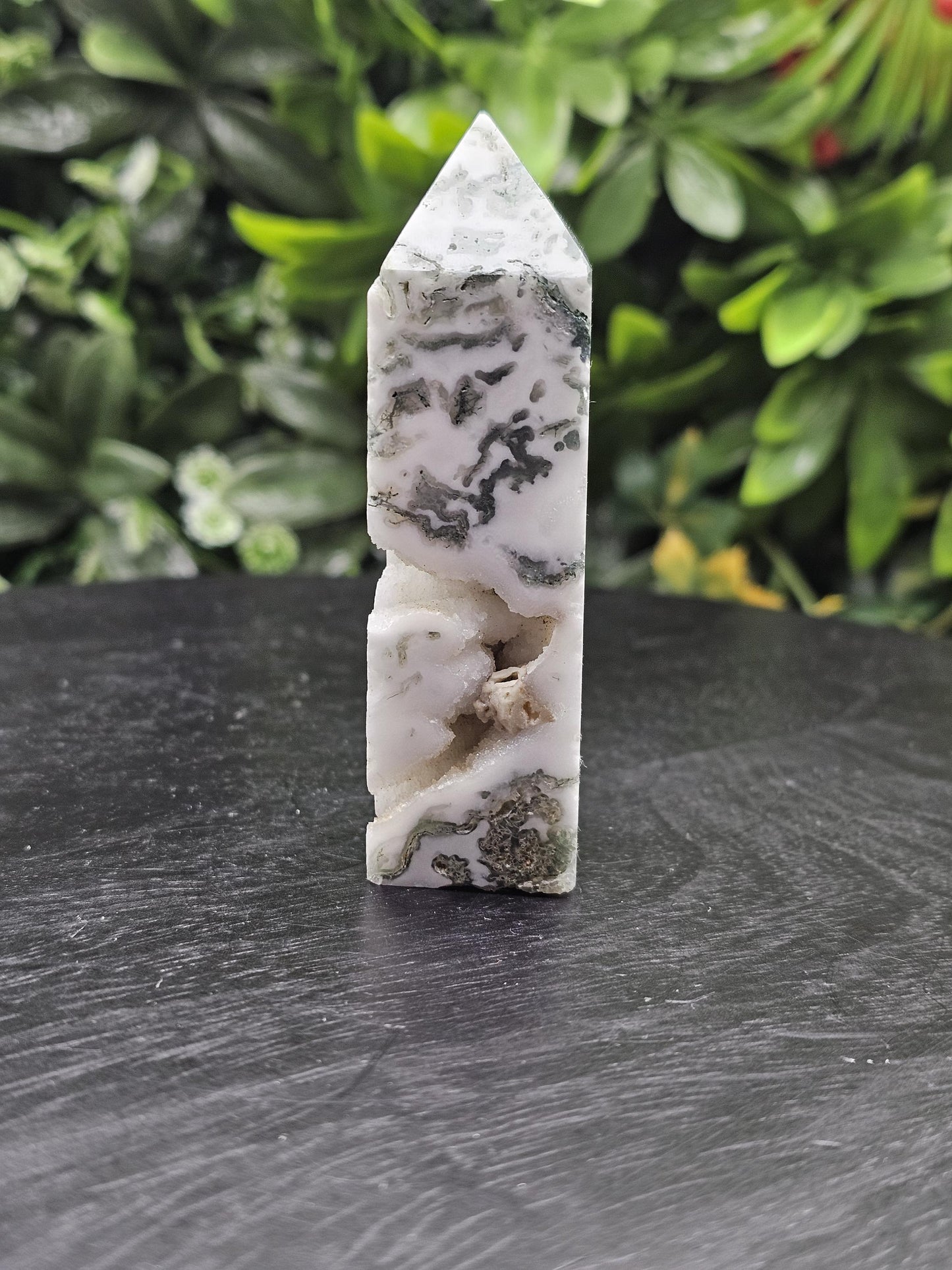 Moss Agate Druzy Tower