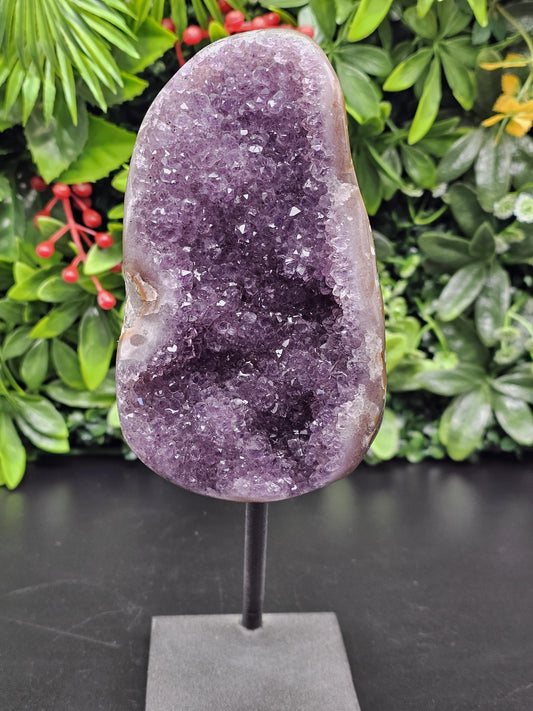 Brazil Amethyst Statement Piece on Metal Stand