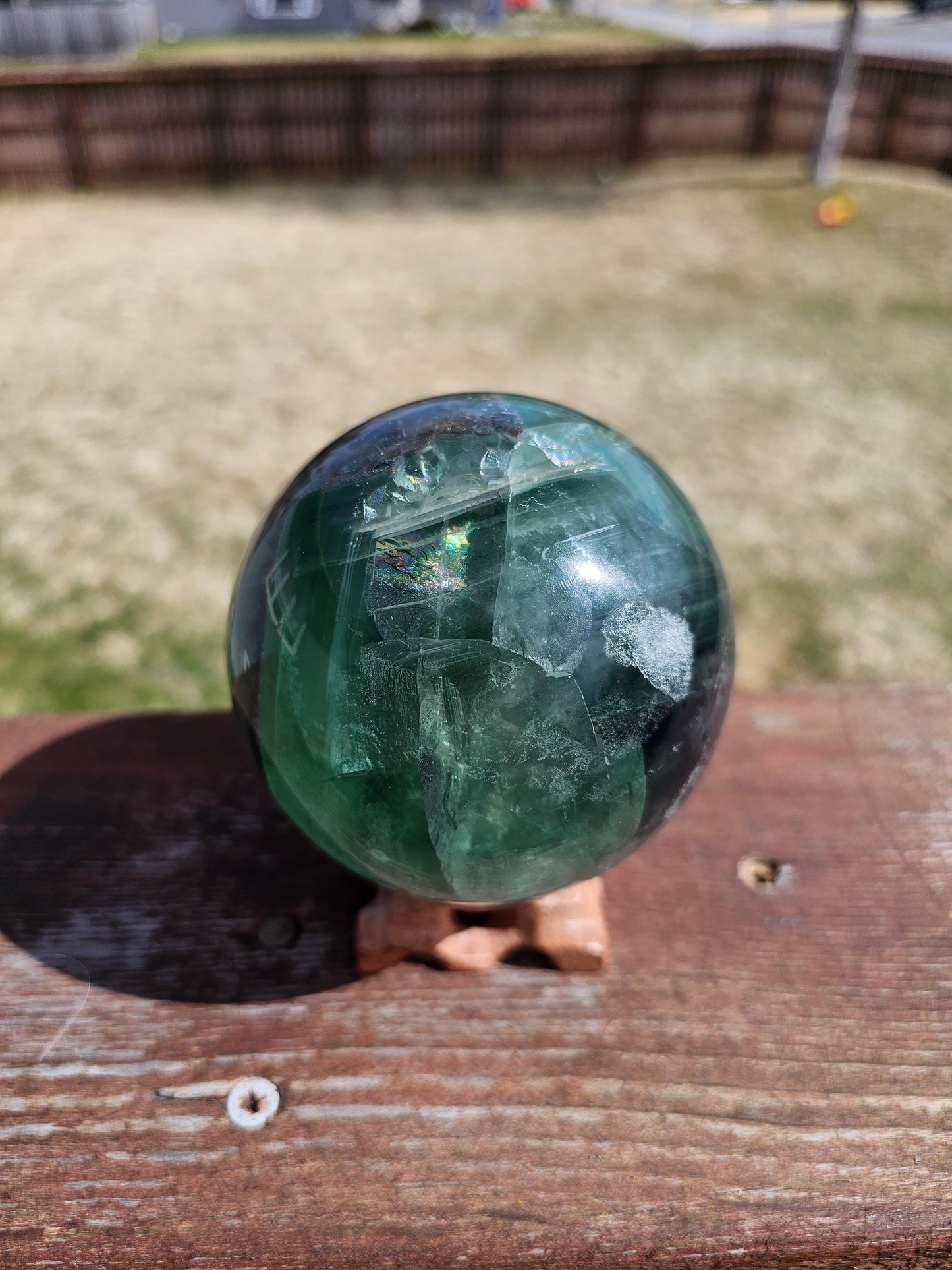 Huge Rainbow Fluorite Crystal Sphere/ Lots of Rainbow inclusions