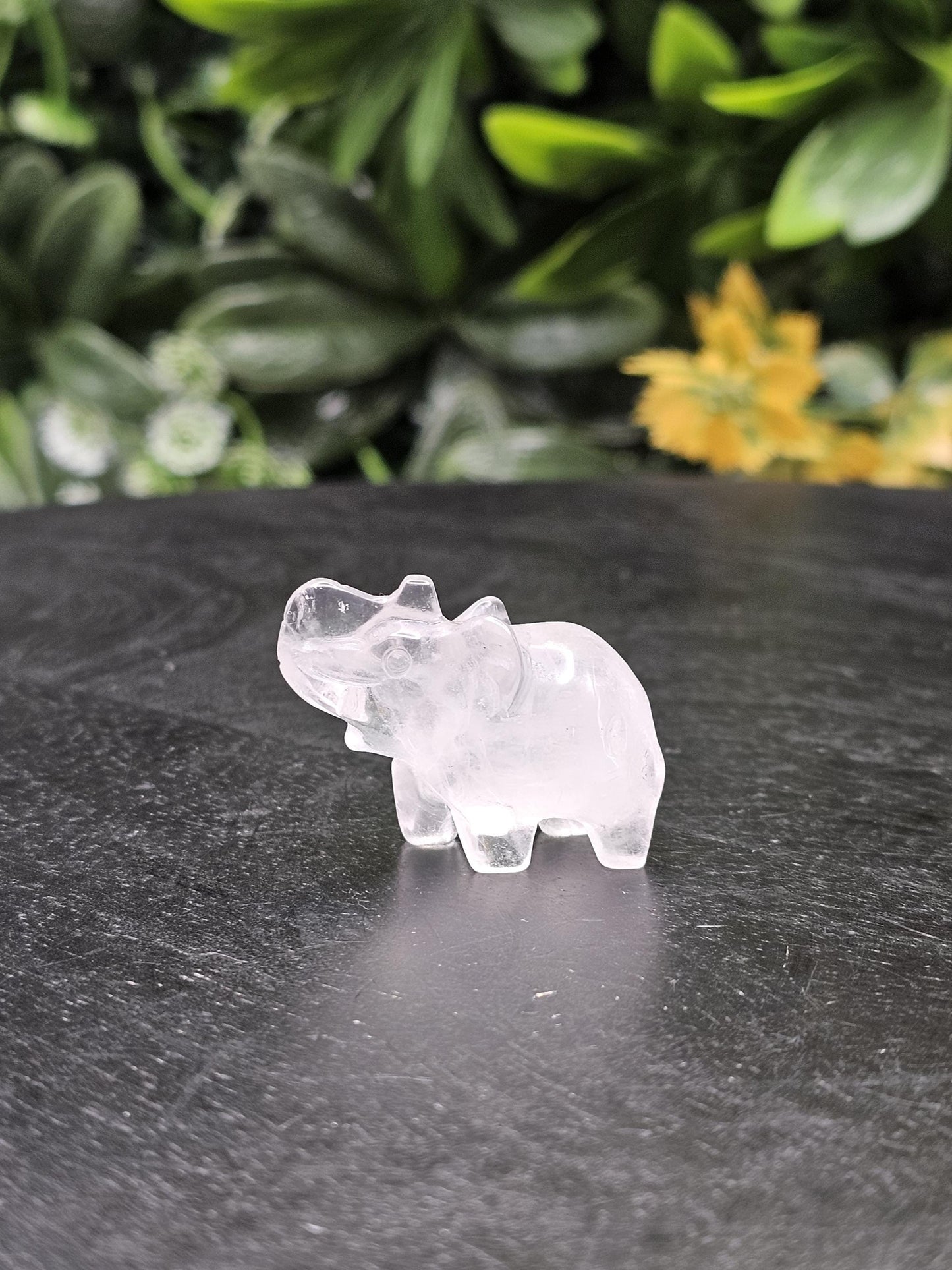 Mini Clear Quartz Elephant: Healing Crystal Carving