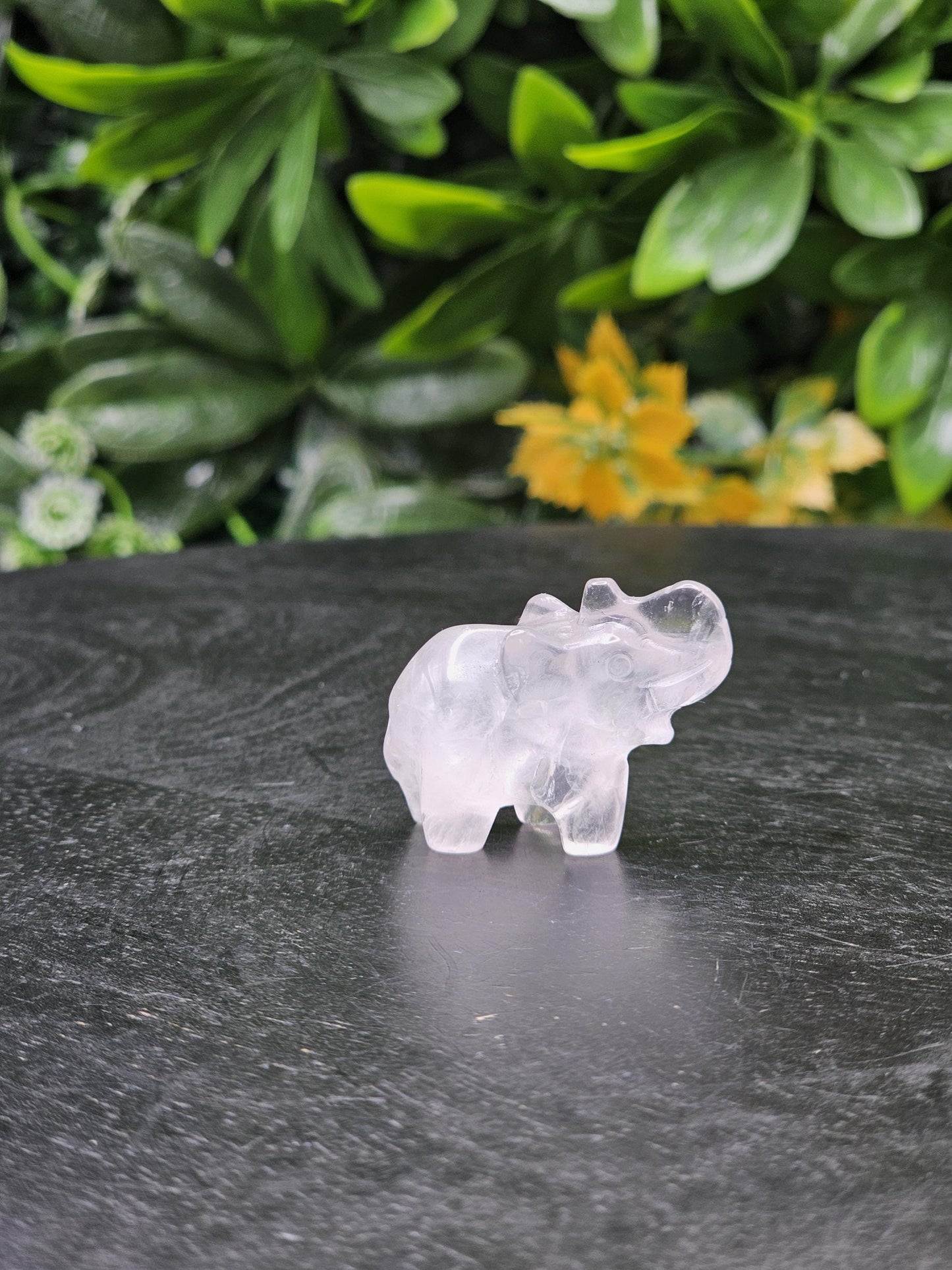 Mini Clear Quartz Elephant: Healing Crystal Carving