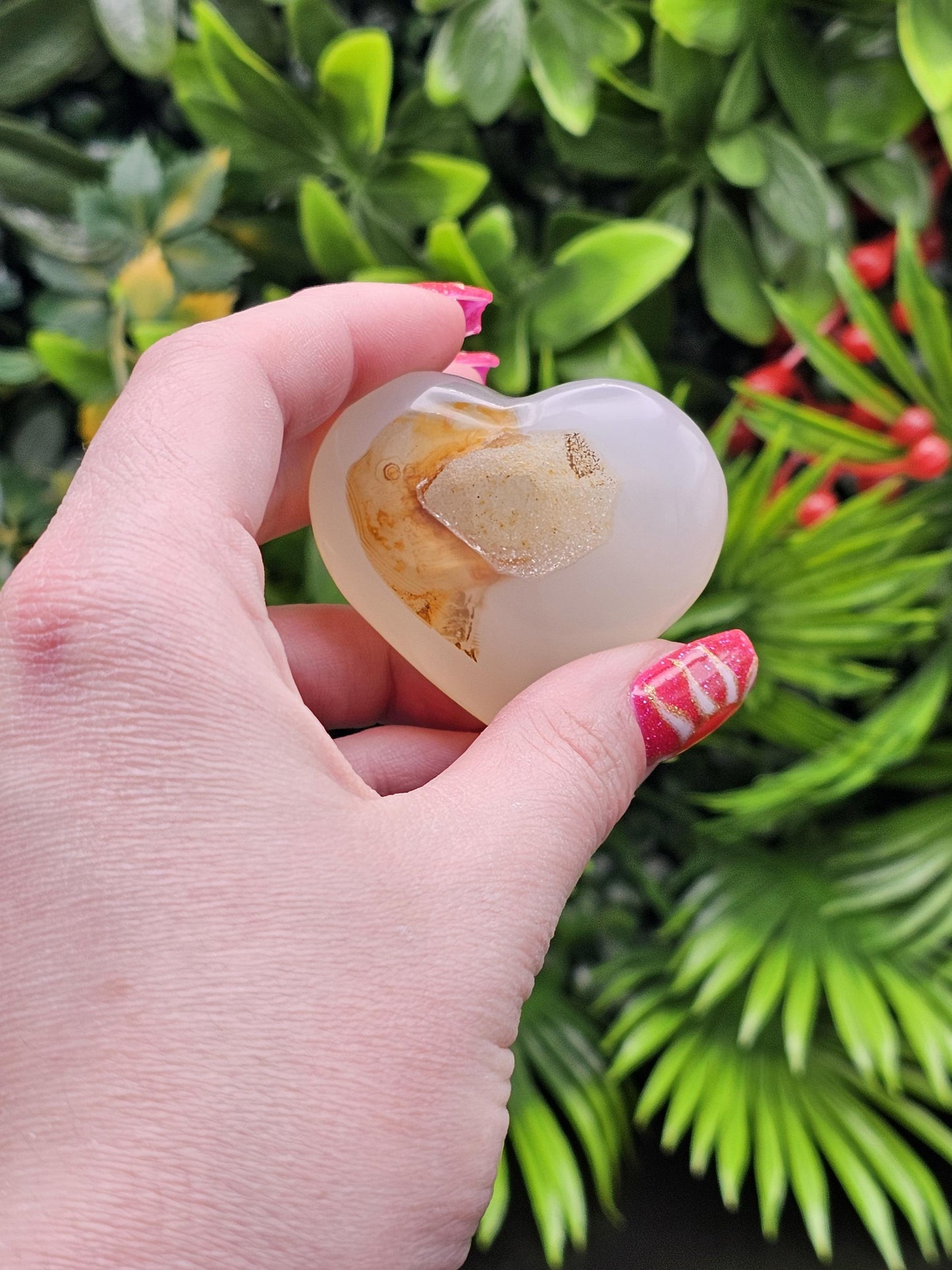 White Druzy Heart Crystal