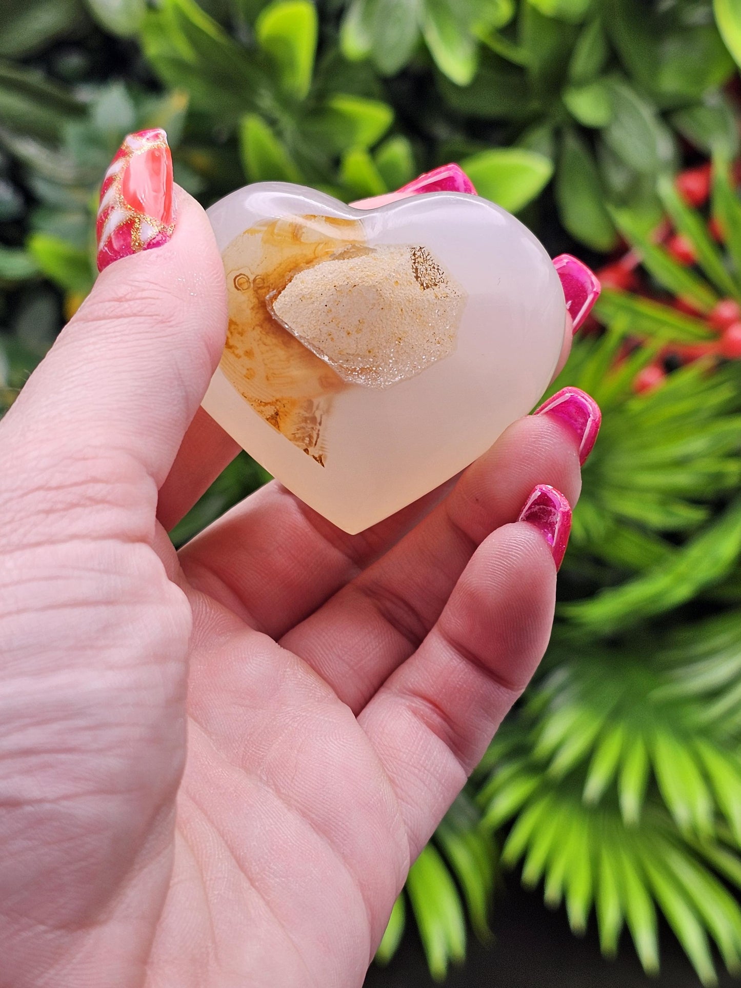 White Druzy Heart Crystal