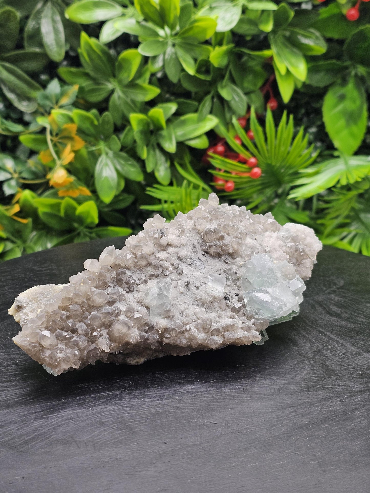 Rare and Majestic Natural Smoky Quartz with Green Fluorite Mixed Specimen.