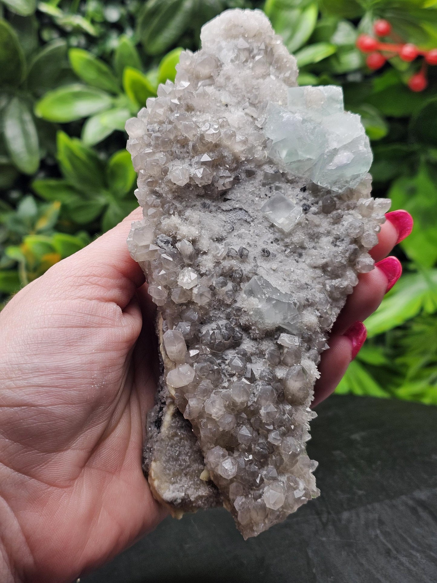 Rare and Majestic Natural Smoky Quartz with Green Fluorite Mixed Specimen.