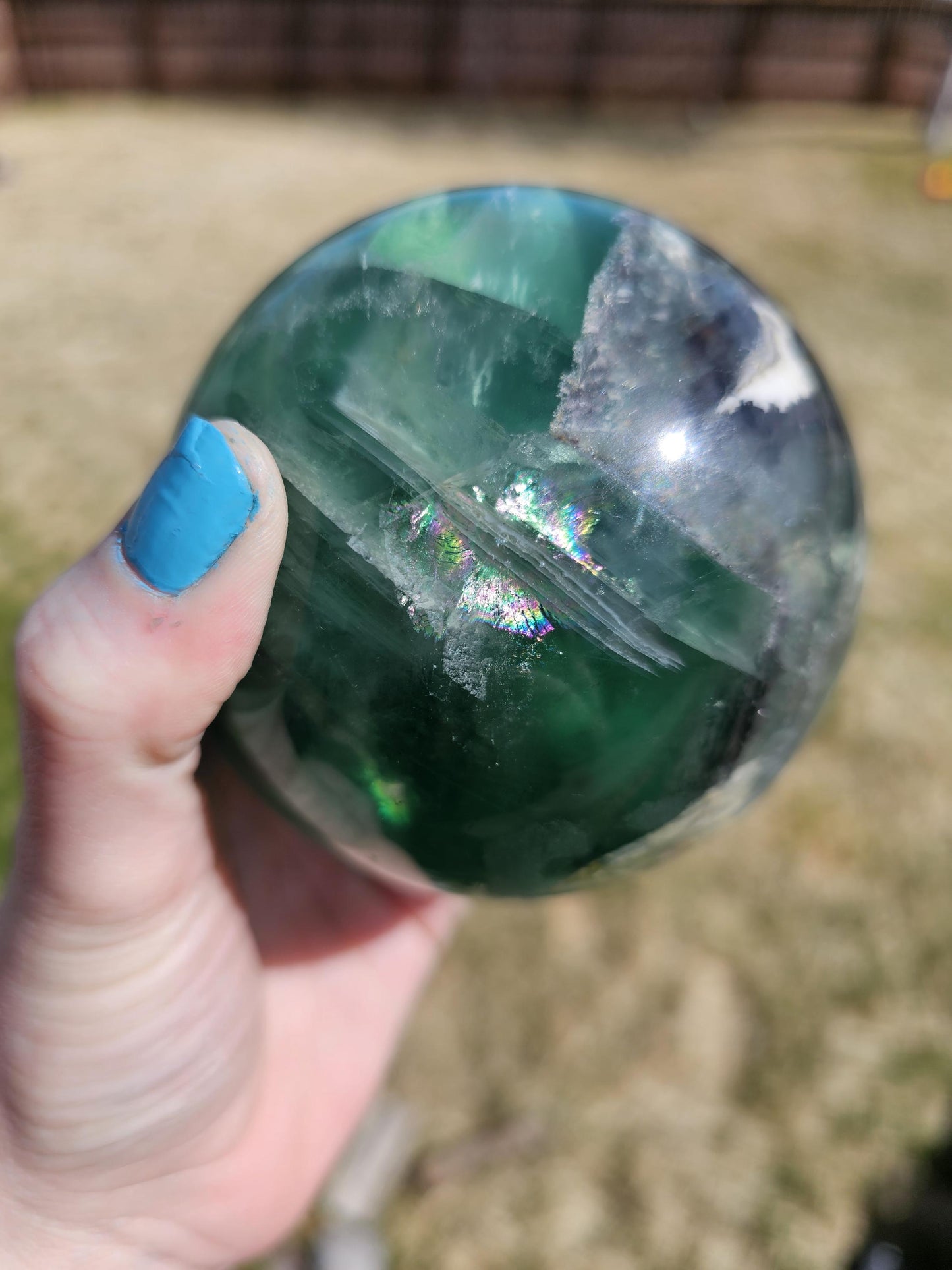 Huge Rainbow Fluorite Crystal Sphere/ Lots of Rainbow inclusions