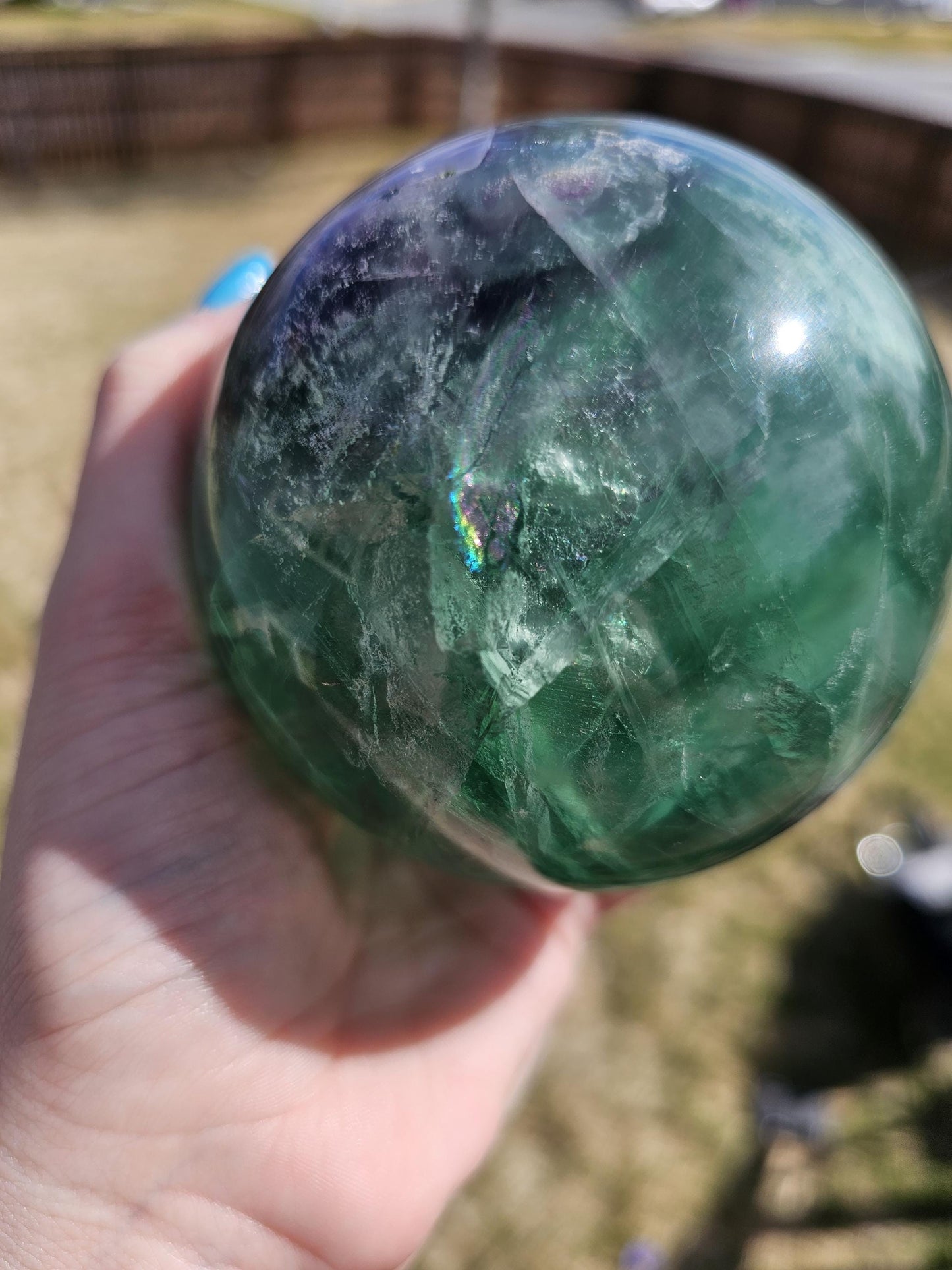 Huge Rainbow Fluorite Crystal Sphere/ Lots of Rainbow inclusions